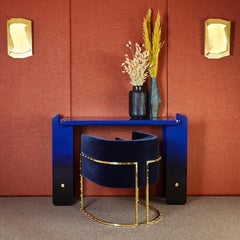Julius Dining Chair Studded Brass legs, Velvet Siege seat, by Duistt