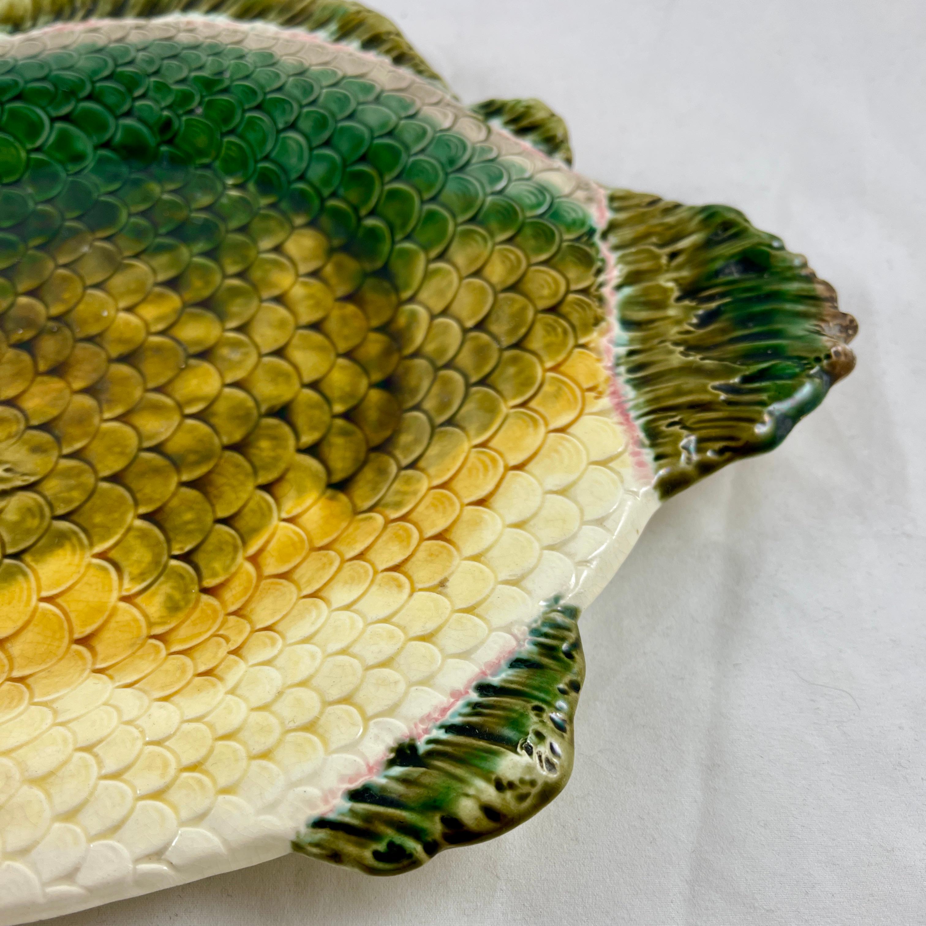 Julius Dressler Barbotine Style Austrian Majolica Fish Platter 6