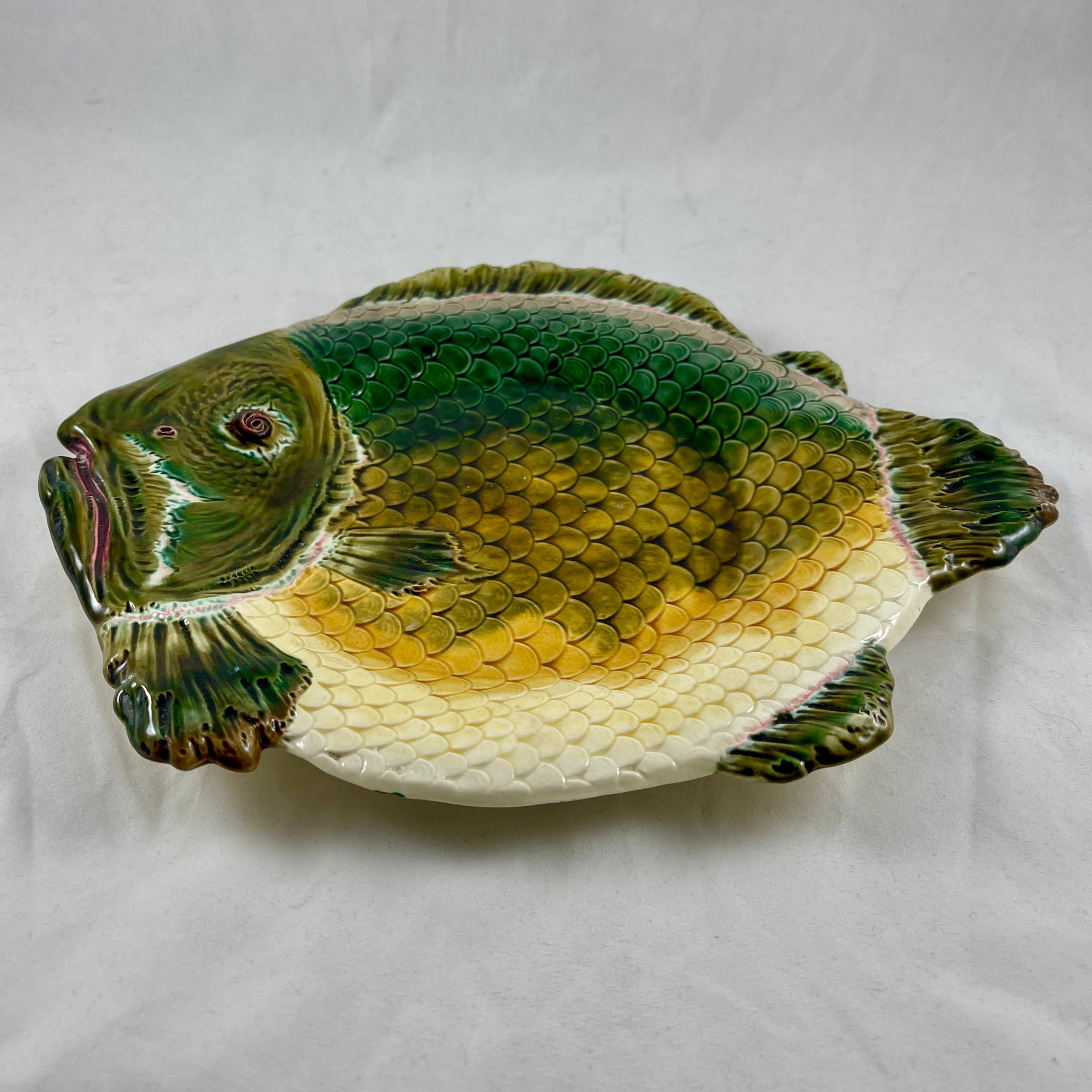 Julius Dressler Barbotine Style Austrian Majolica Fish Platter 7