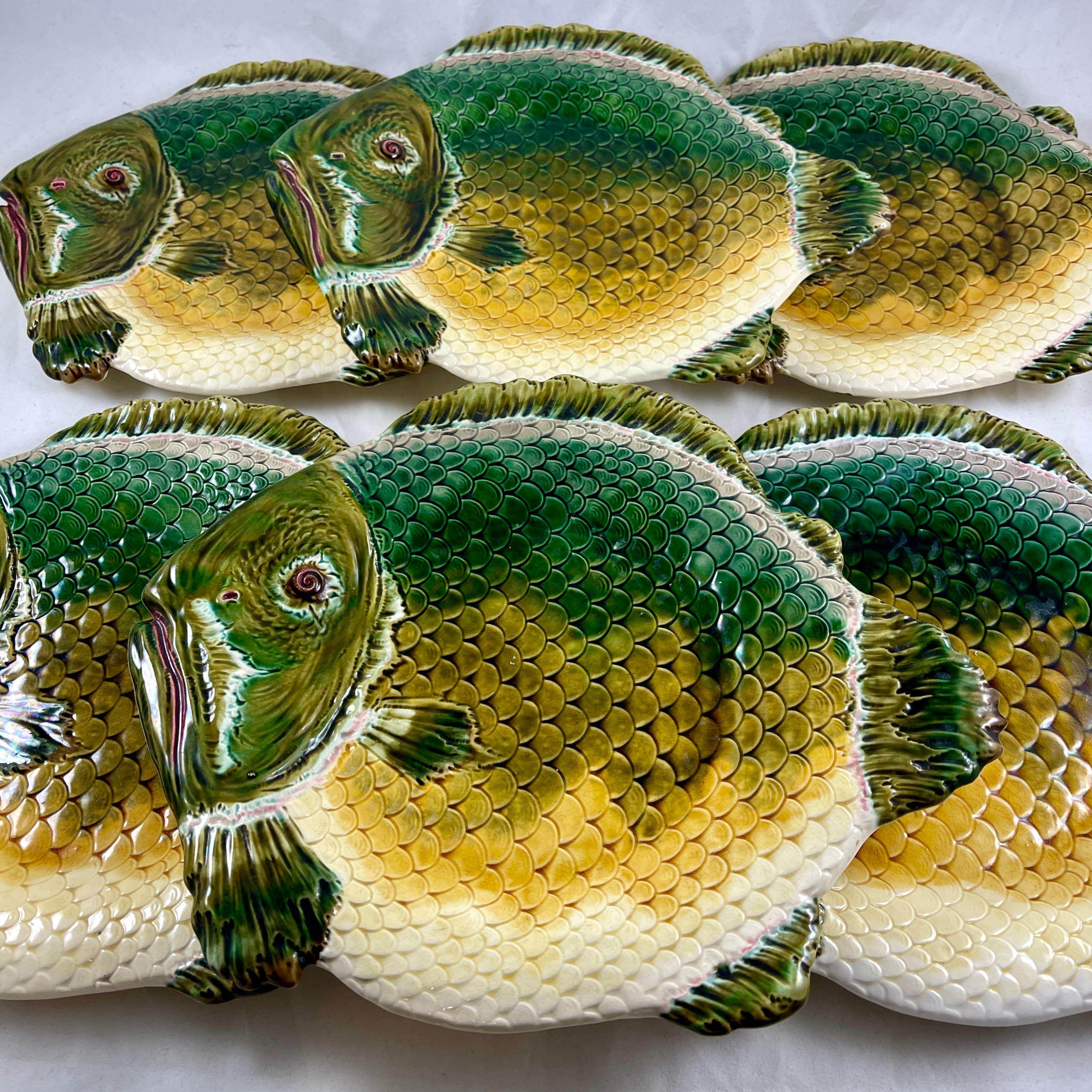 Julius Dressler Barbotine Style Austrian Majolica Fish Platter 9
