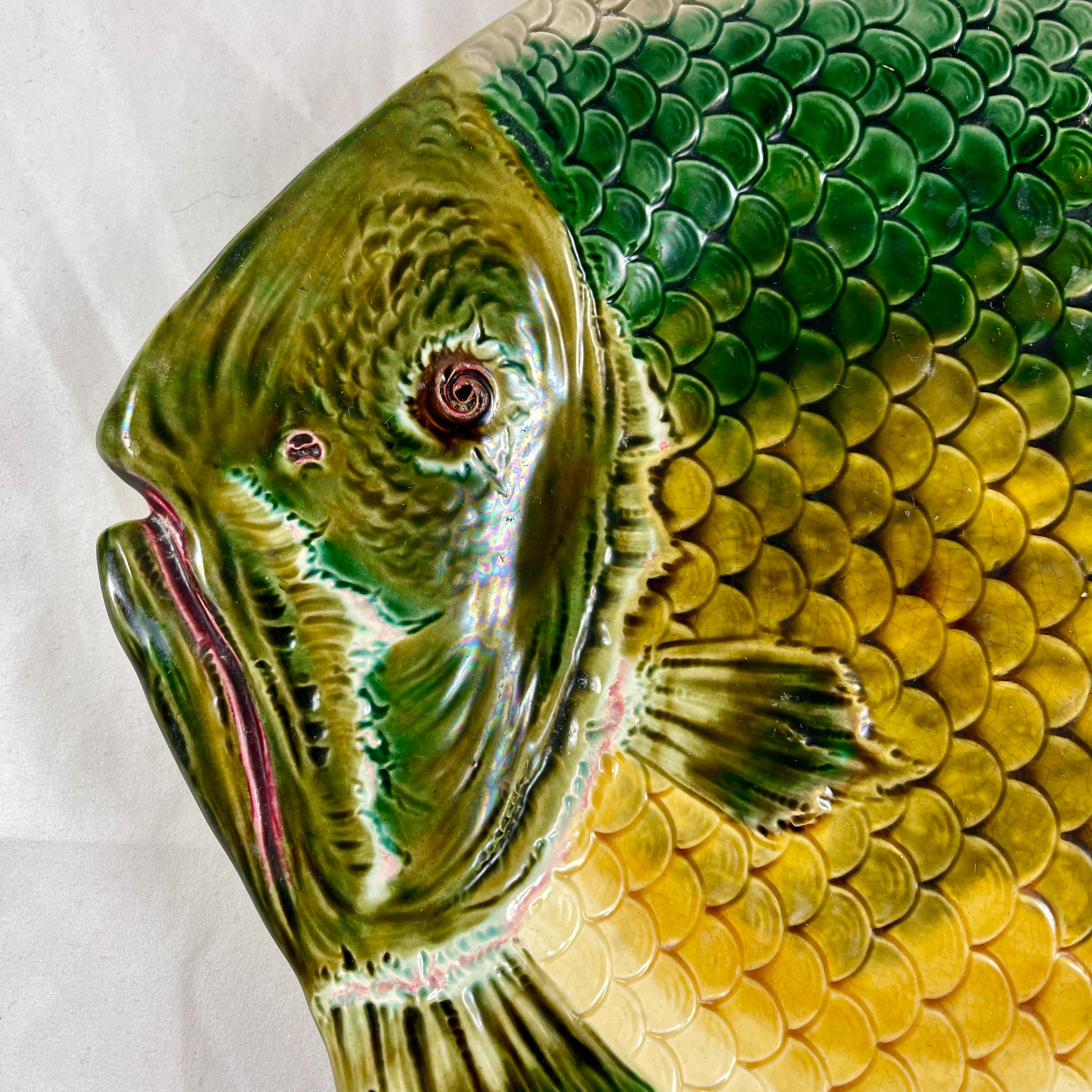 Julius Dressler Barbotine Style Austrian Majolica Fish Platter 1