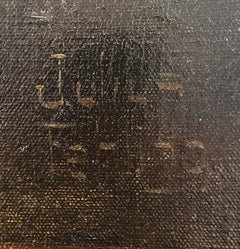 Nude Contemplative Woman, Art Deco Oil on Canvas, Signed, 39.5x31.5