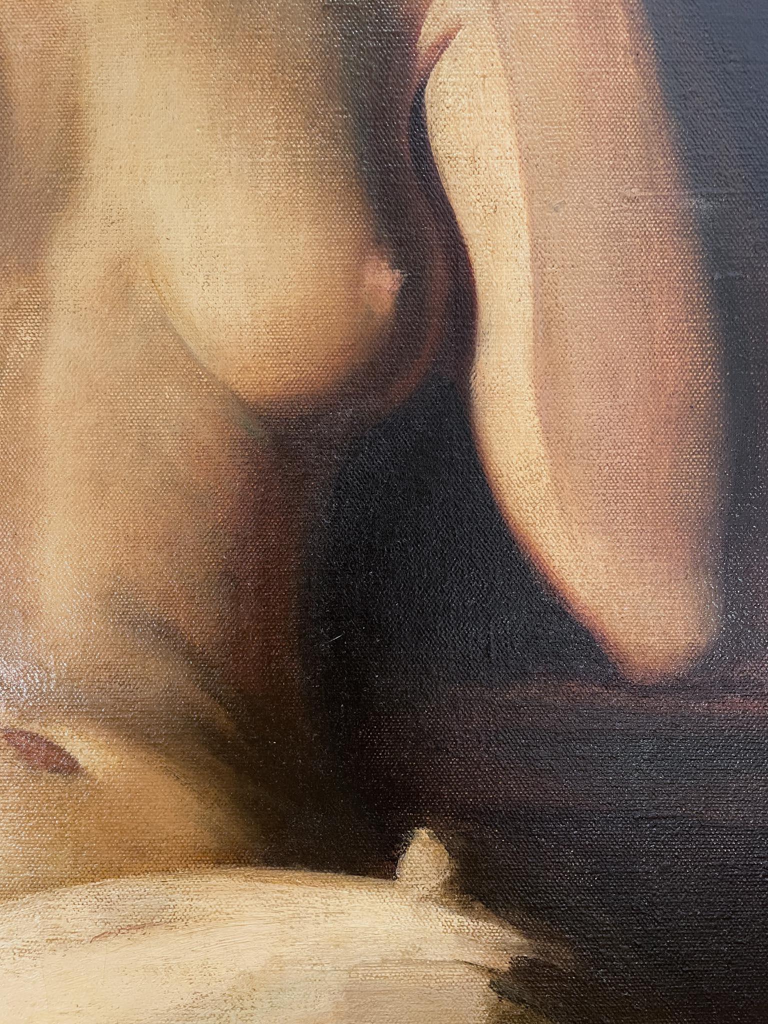 Femme contemplative nue - Autres styles artistiques Painting par Julius Fehling