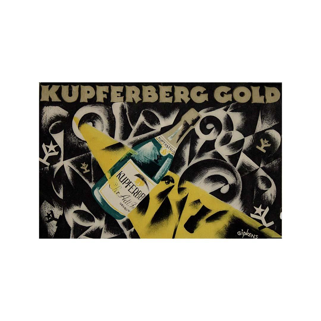Cartel original de época para Kupferberg Gold, diseñado por Julius Gipkens en venta 3