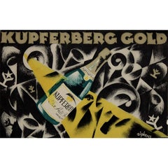 Cartel original de época para Kupferberg Gold, diseñado por Julius Gipkens