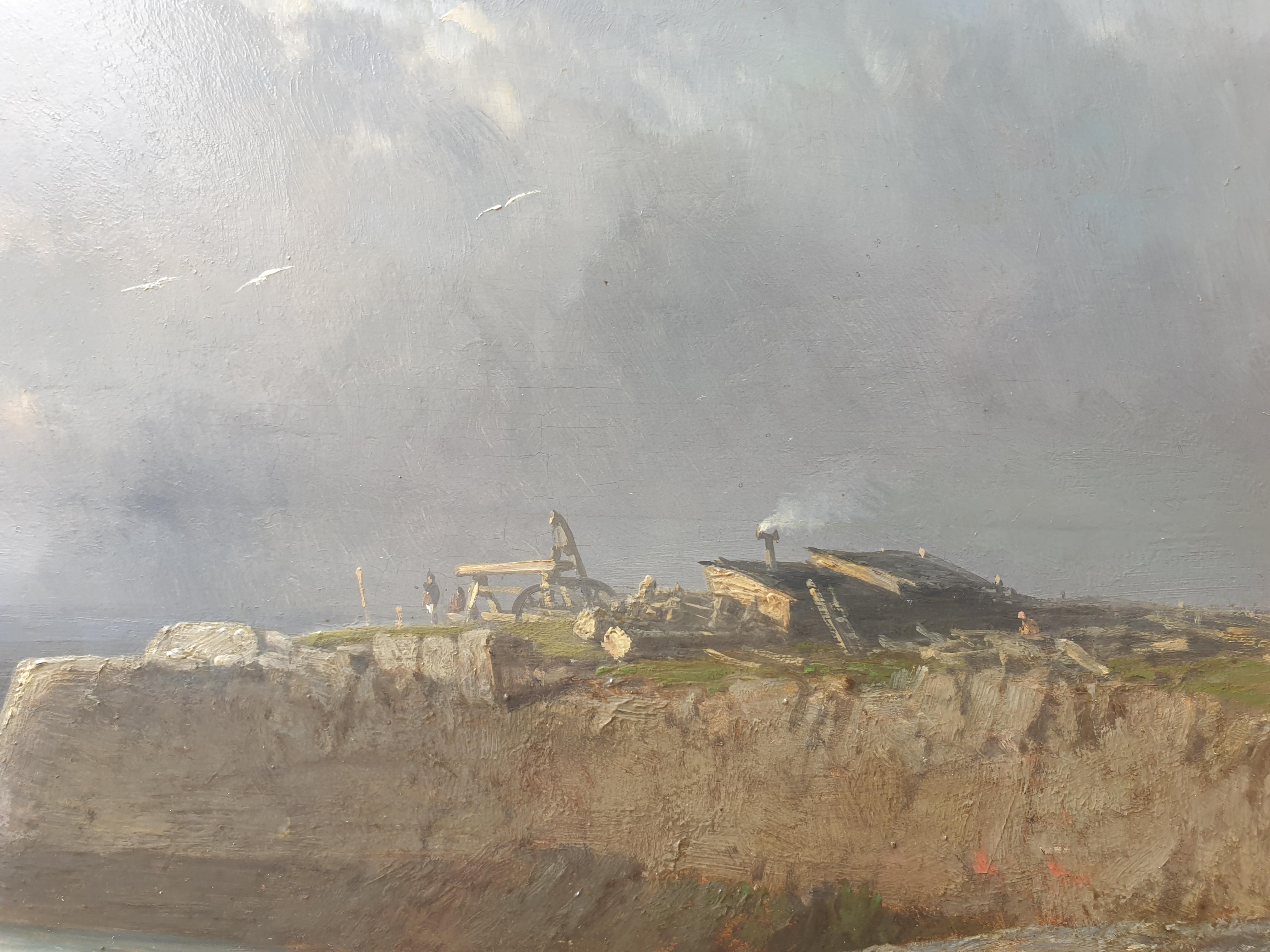 HINTZ Marine romantic painting Port Jersey German French 19th - Romantic Painting by Julius Hintz