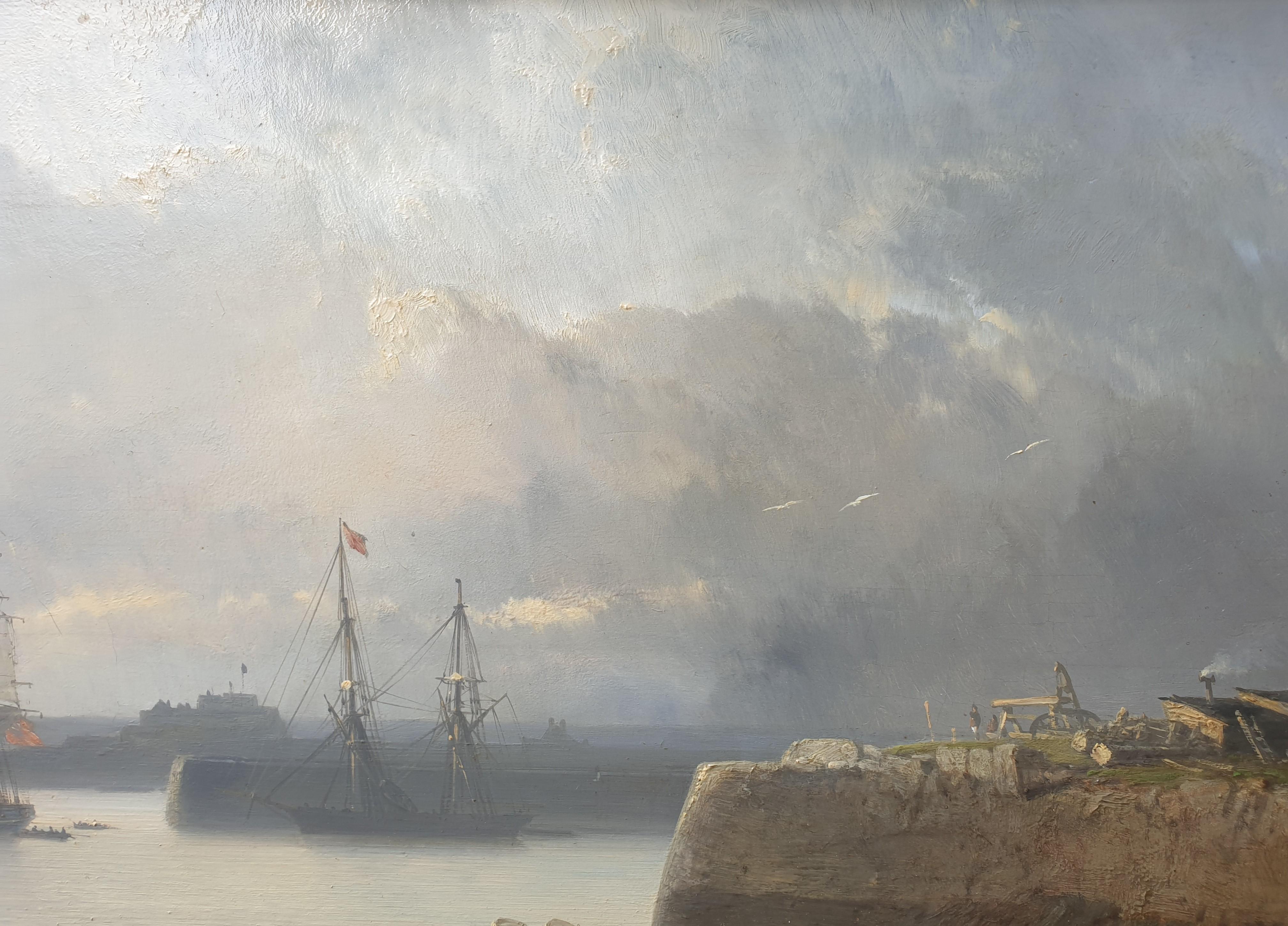 HINTZ Marine romantic painting Port Jersey German French 19th 1