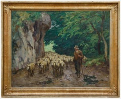 Julius Hugo Bergmann (1861-1940) - Gerahmtes Öl, Herde auf dem Felsenweg