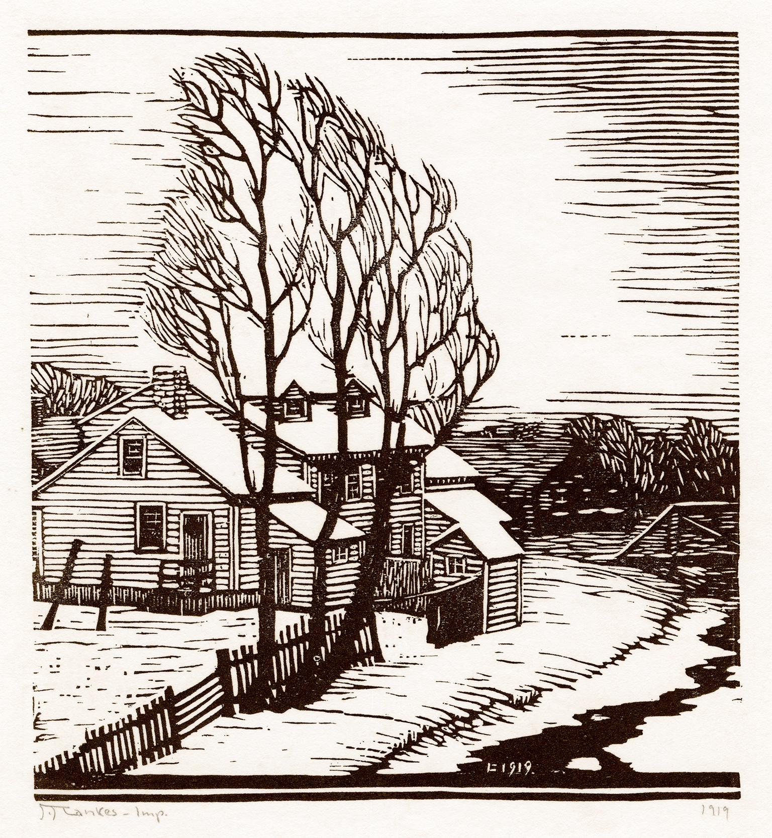 'Cottage in Winter' — Early 20th-Century Arts and Crafts