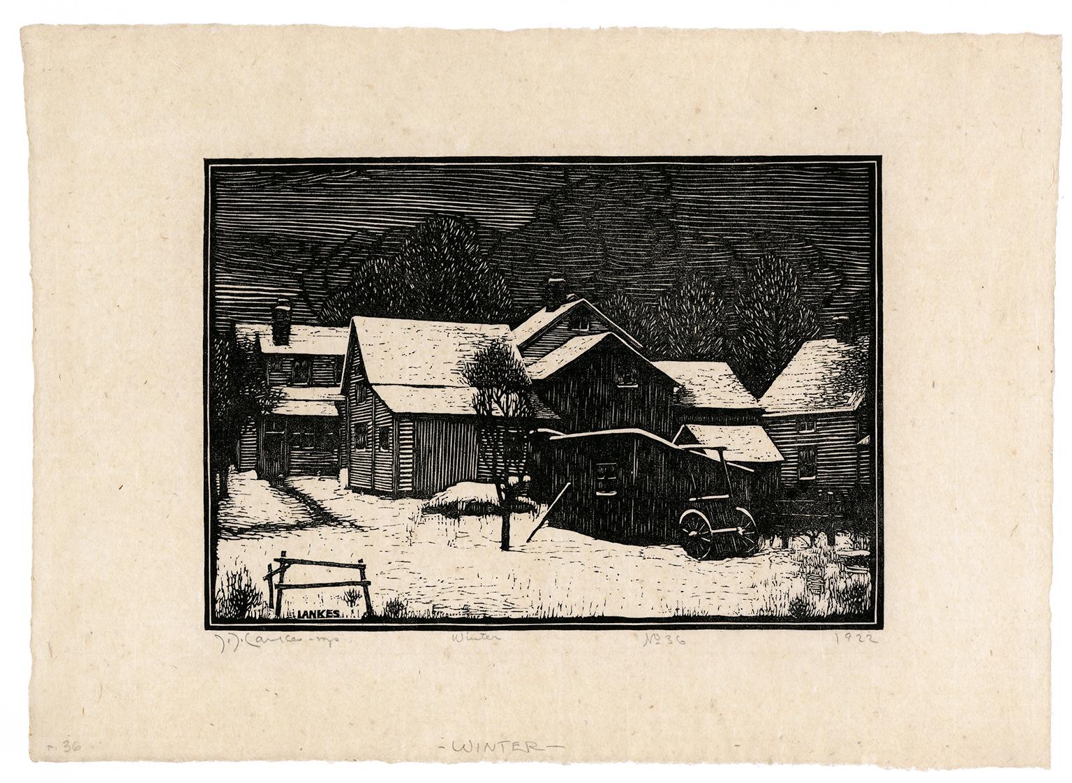 'Winter' — 1920s American Arts & Crafts - Print by Julius J. Lankes