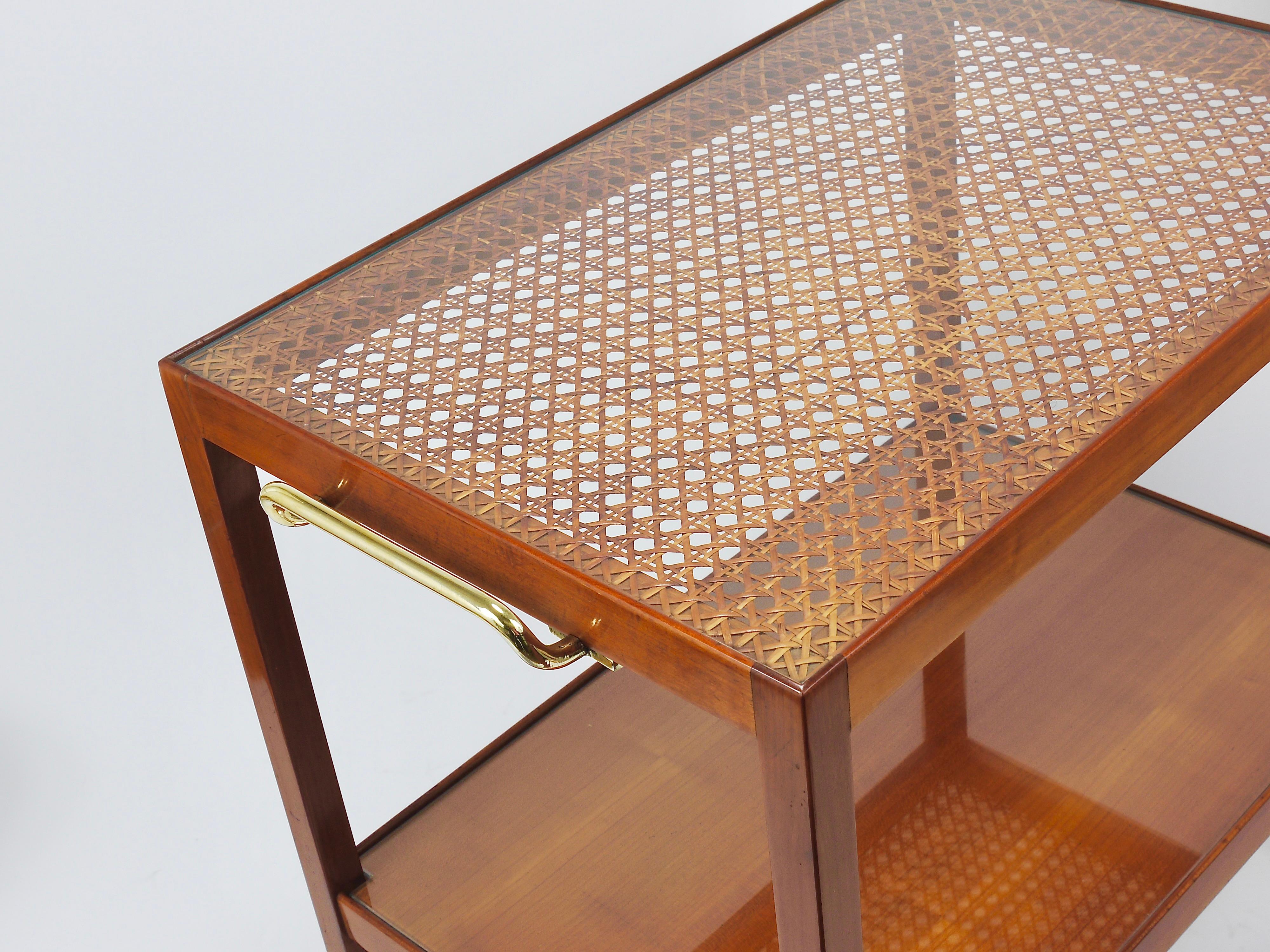 Brass Julius Jirasek Werkstätte Hagenauer Bar Cart Serving Trolley, Vienna, 1930s For Sale