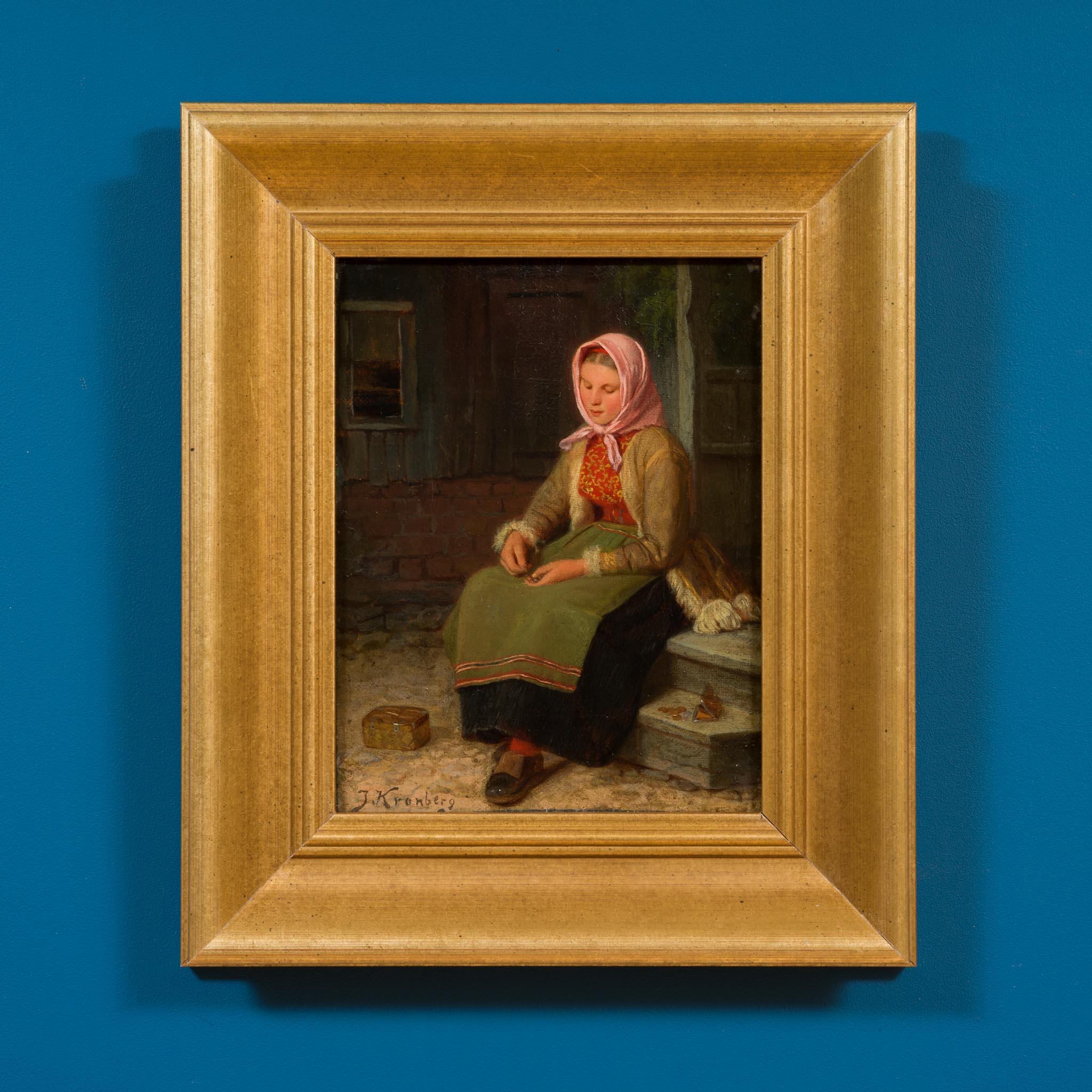 La povera ragazza - Una scena di genere precoce di Julius Kronberg, 1873 in vendita 4