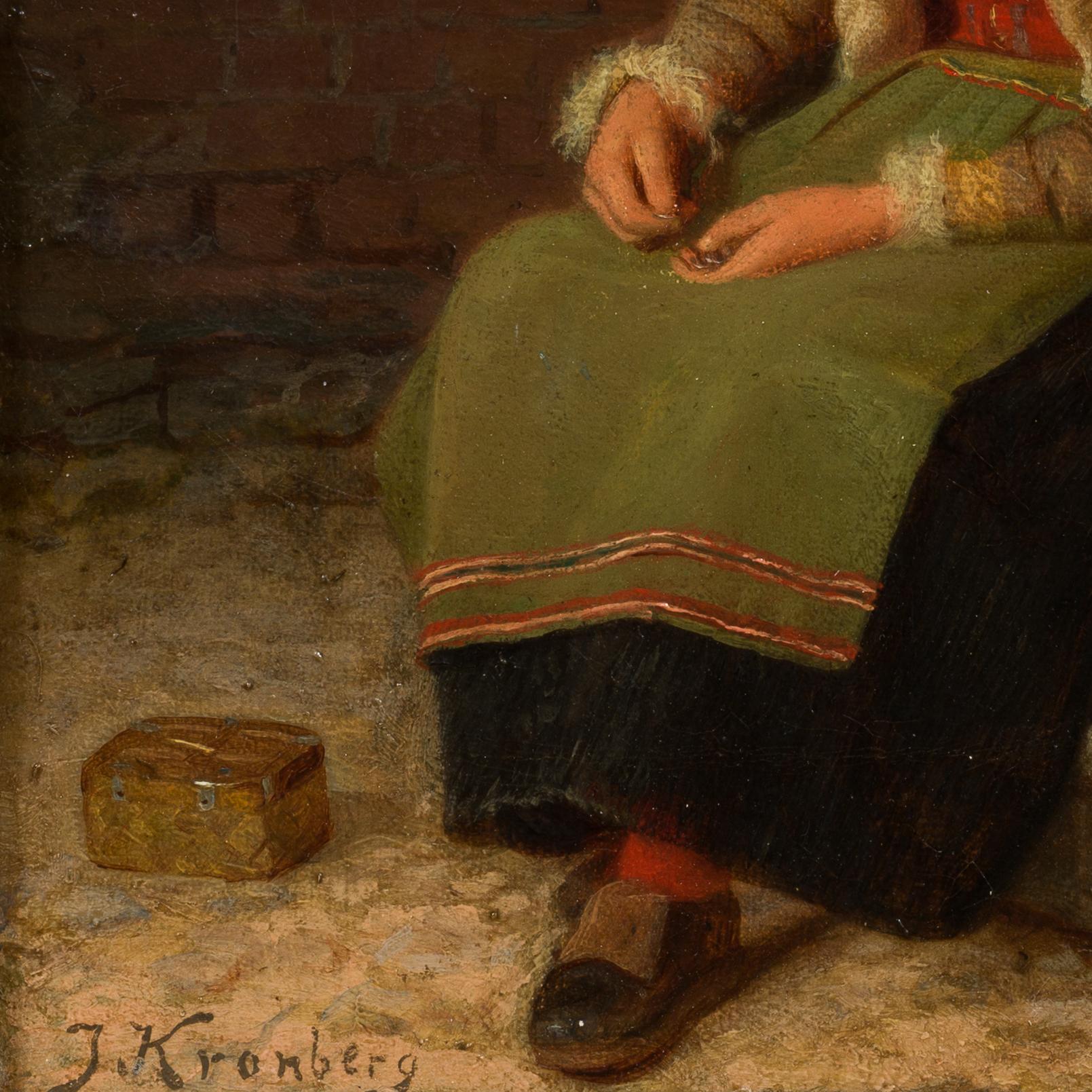 La povera ragazza - Una scena di genere precoce di Julius Kronberg, 1873 in vendita 8