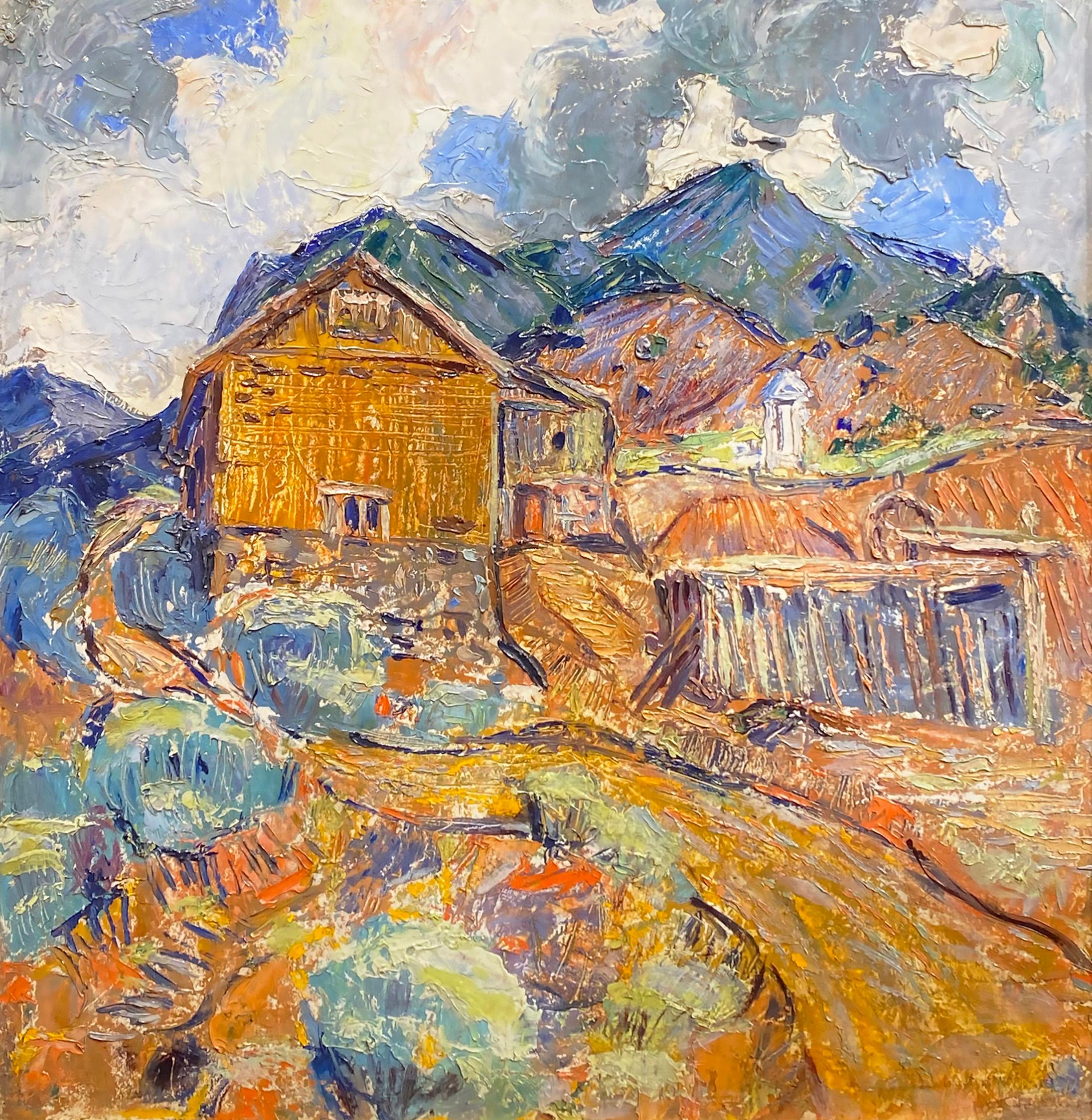 (Julius) Lars Hoftrup Landscape Painting - Old Miner's House, Sante Fe, New Mexico