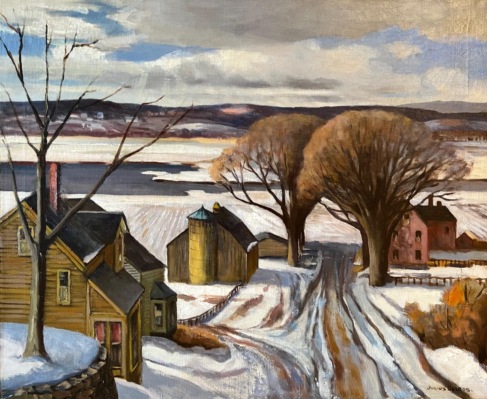 Julius M. Delbos Landscape Painting - Untitled (Farm in Winter)