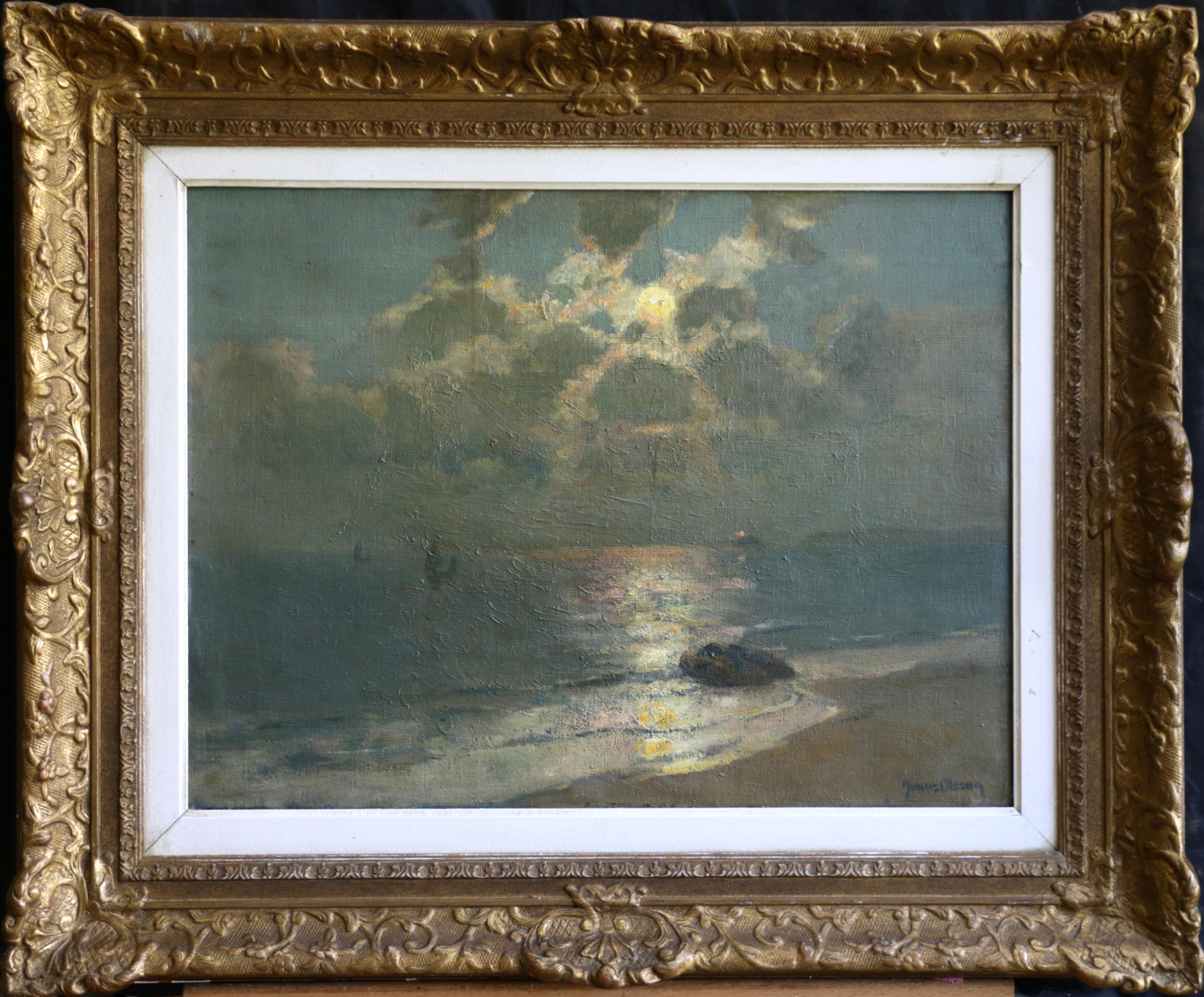 Phare de Godrevy à travers la baie de St Ives - Cornouailles - Painting de Julius Olsson 