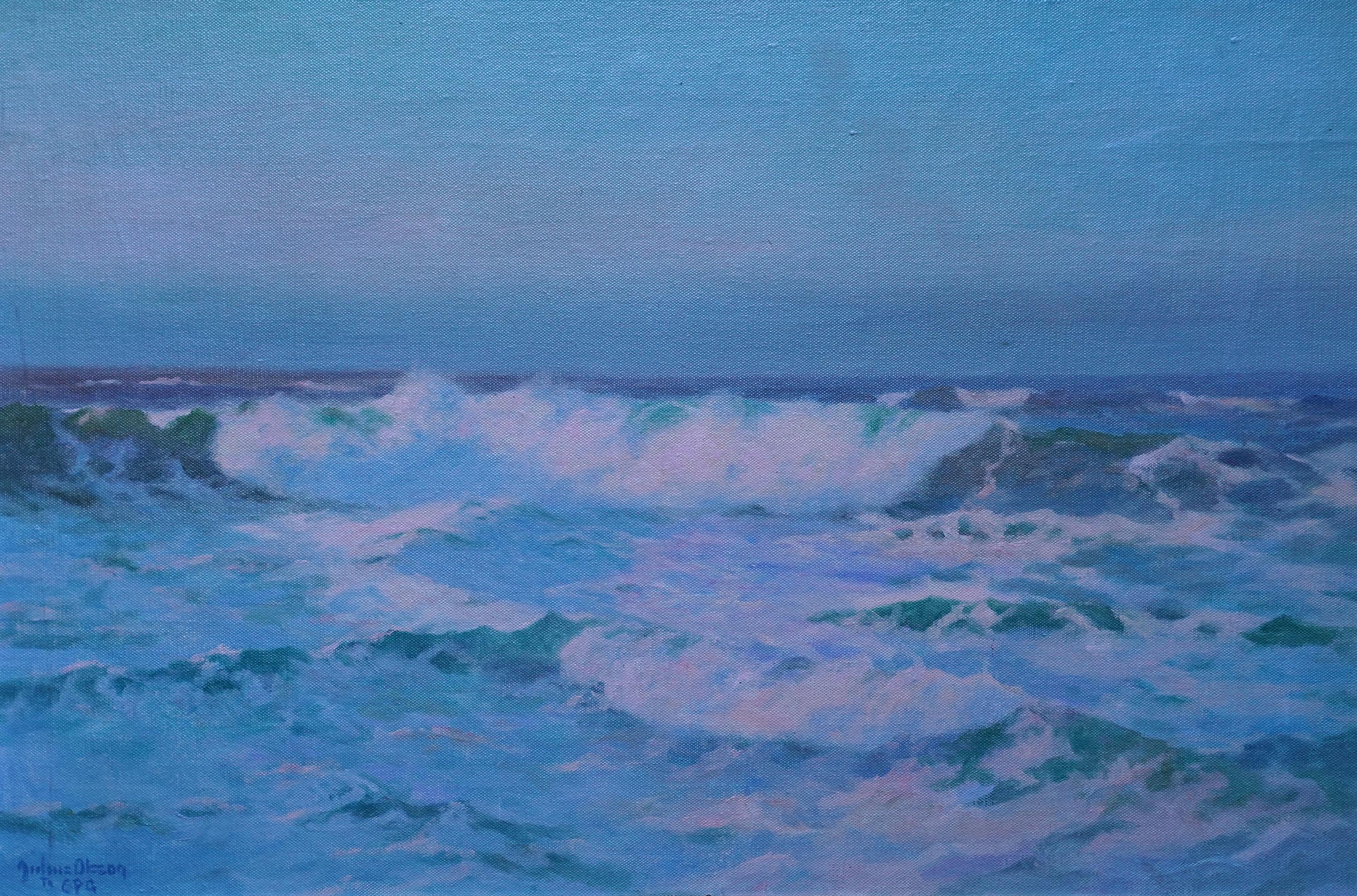 Sunlit Surf - Cornish Seascape - British Newlyn School art marine oil painting - Painting by Julius Olsson 