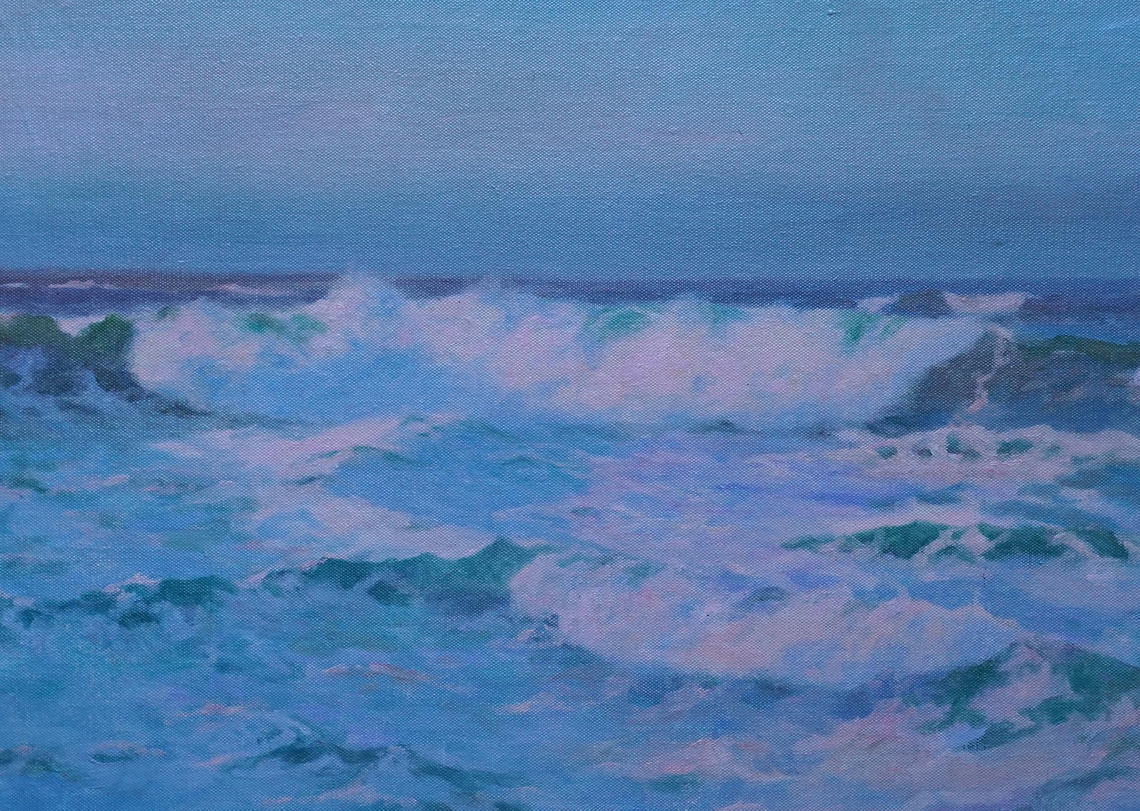Sunlit Surf - Cornish Seascape - British Newlyn School art marine oil painting - Realist Painting by Julius Olsson 