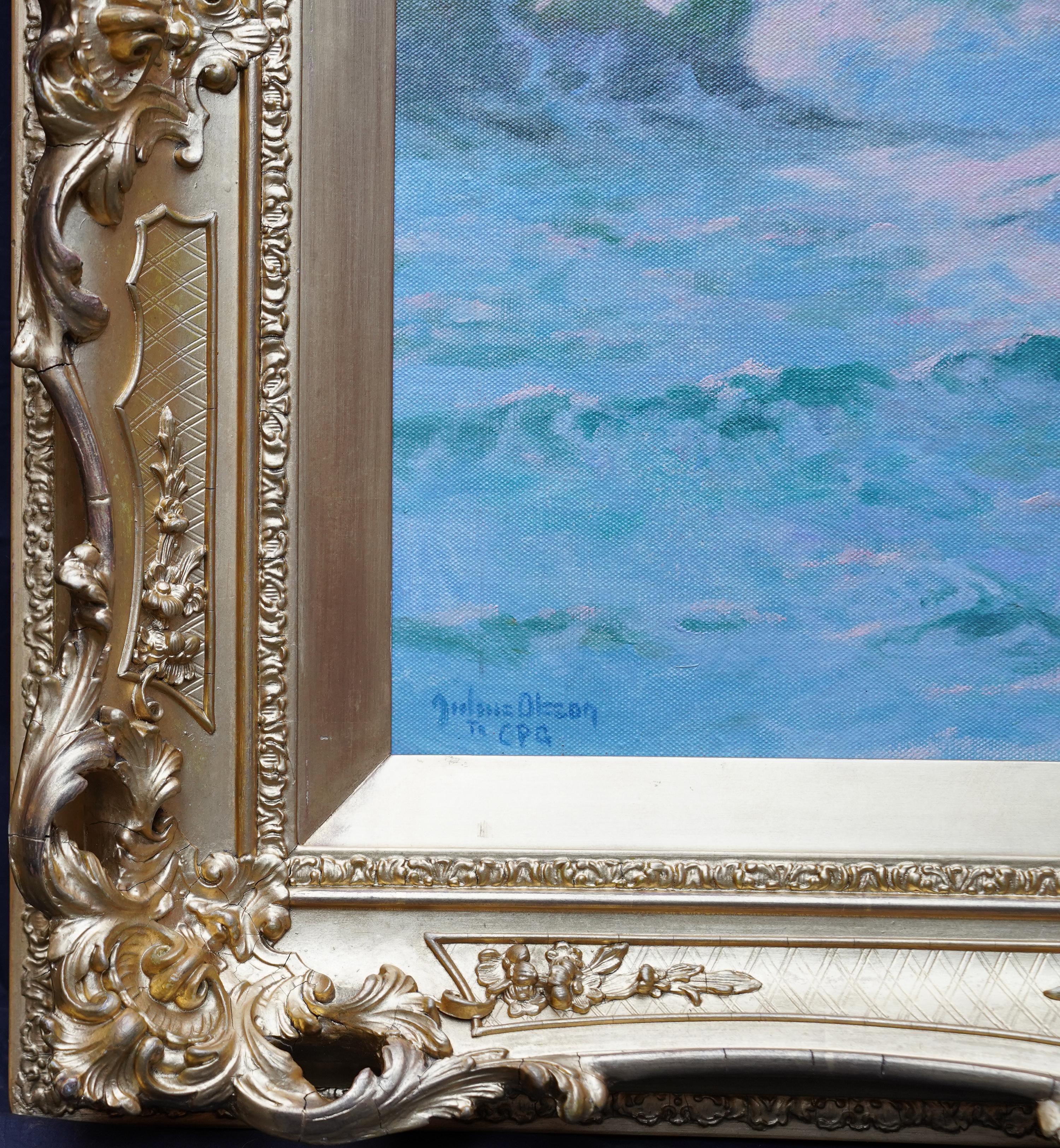 Surf illuminato dal sole - Paesaggio marino della Cornovaglia - Pittura ad olio marina della Scuola Britannica di Newlyn 5