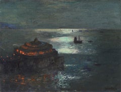 "The Pier, Plymouth - by Moonlight"