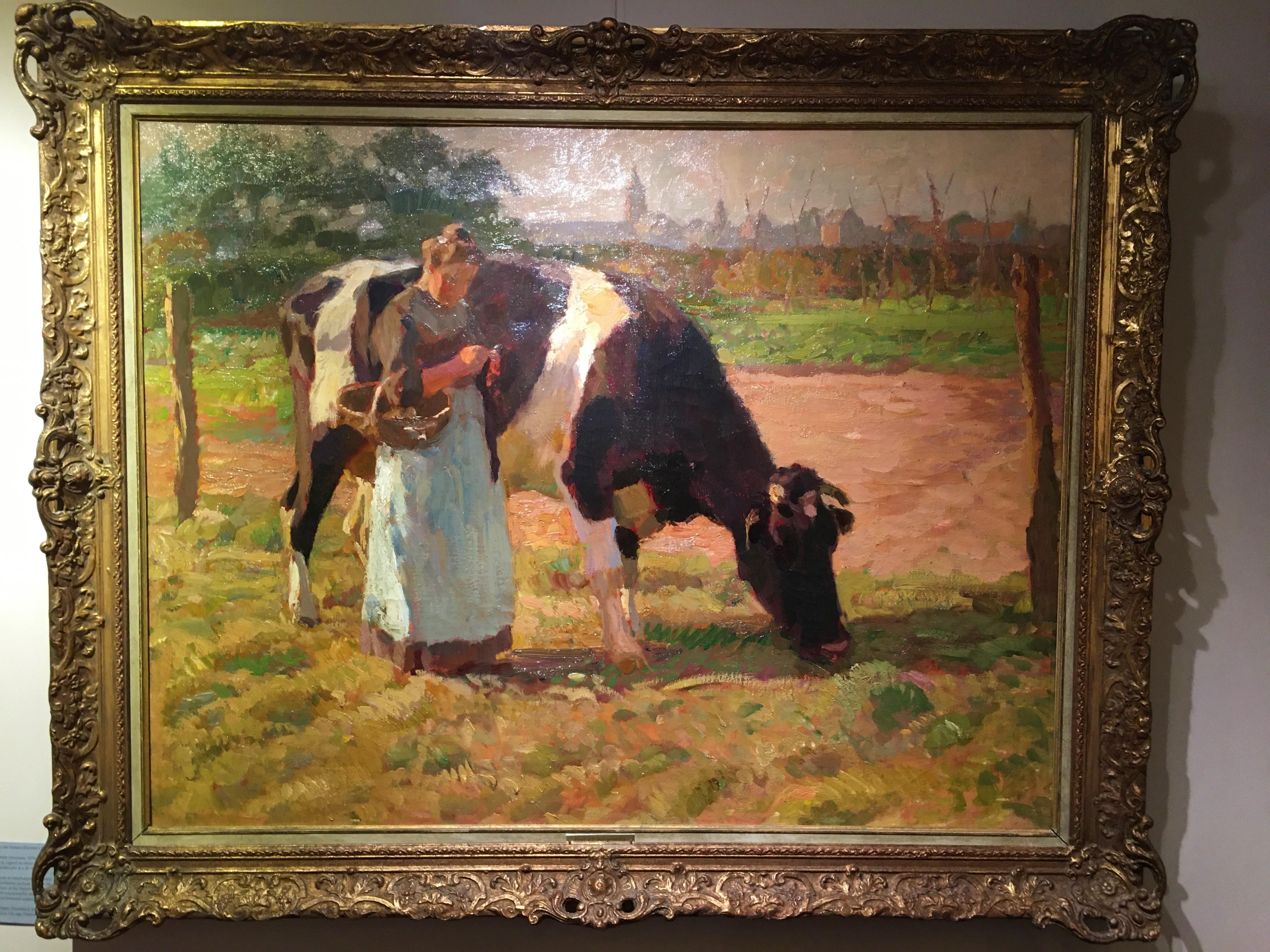 “Summer in the Pasture (Farmer’s Wife with Cow)” Julius Paul Junghanns For Sale 4