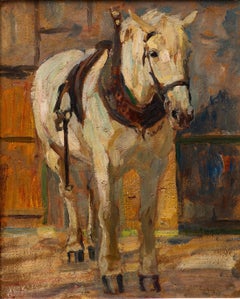 "Portrait of a Workhorse Standing in a Stable" Julius Paul Junghanns (1876-1958)
