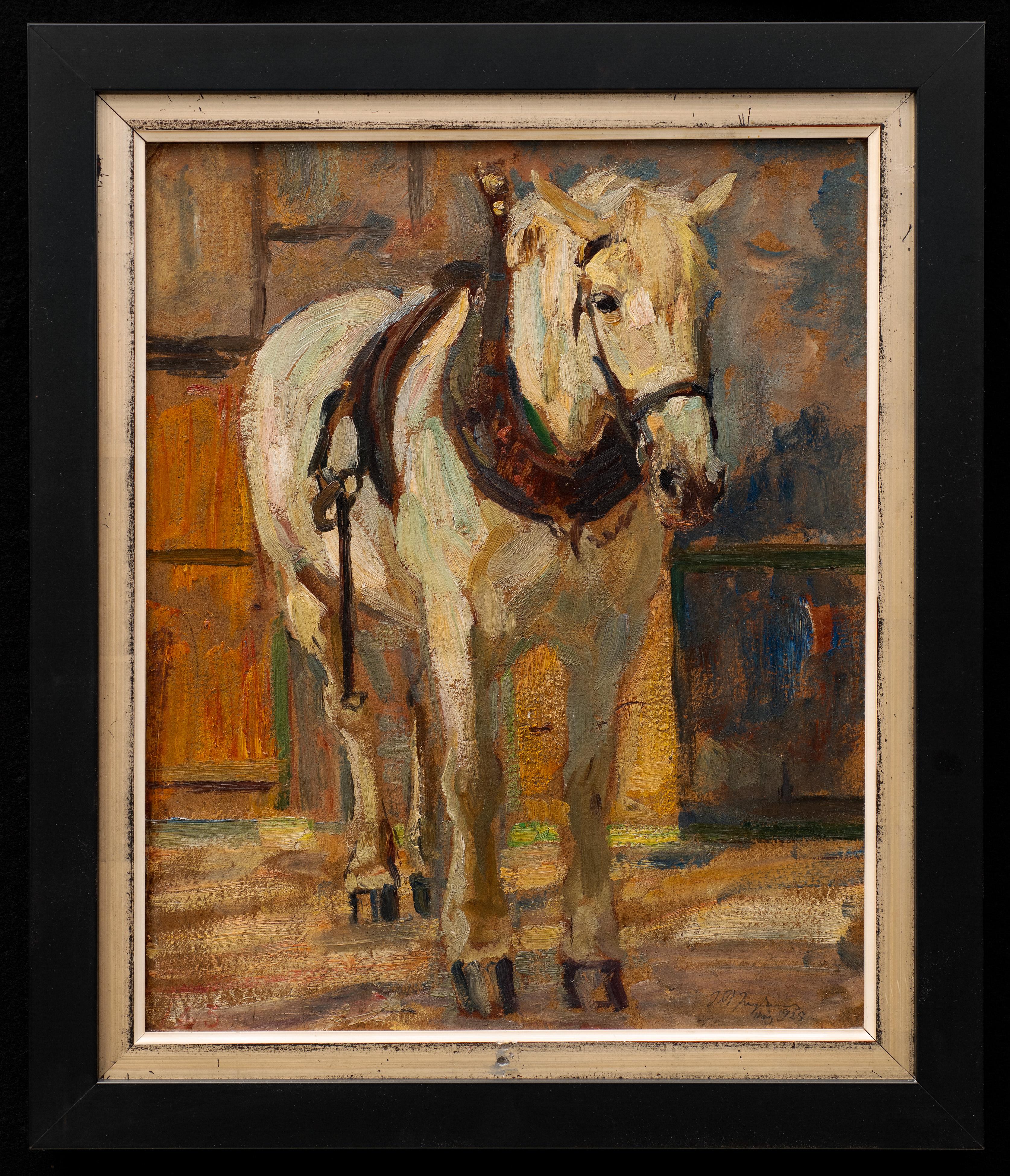 "Portrait of a Workhorse Standing in a Stable" Julius Paul Junghanns (1876-1958)