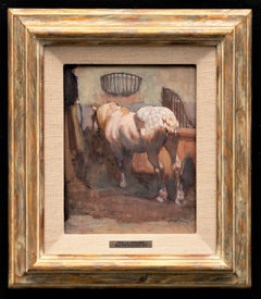 Horse Painting of "Dapple Horse in its Stall" Julius Paul Junghanns (1876-1958)