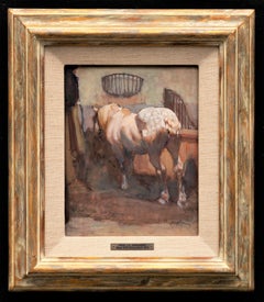 Used Horse Painting of a "Dapple Horse in its Stall" Julius Paul Junghanns