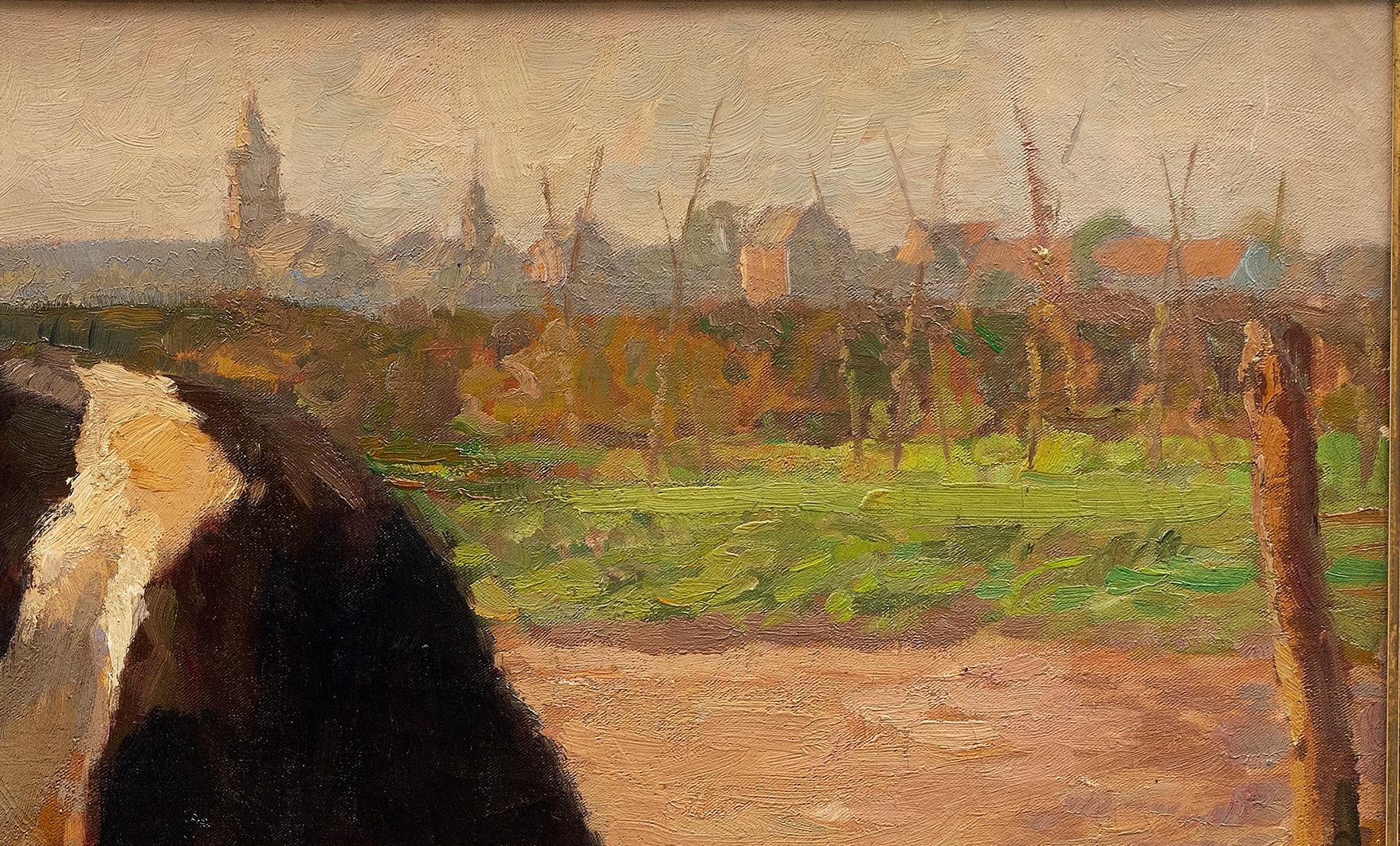 Sommer auf der Weide (Bäuerin mit Kuh) Paul Junghanns (1876-1958) im Angebot 3