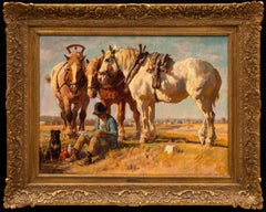 Jeune célébrité avec chevaux dessinés et chien préféré Paul Junghanns (1876-1958)