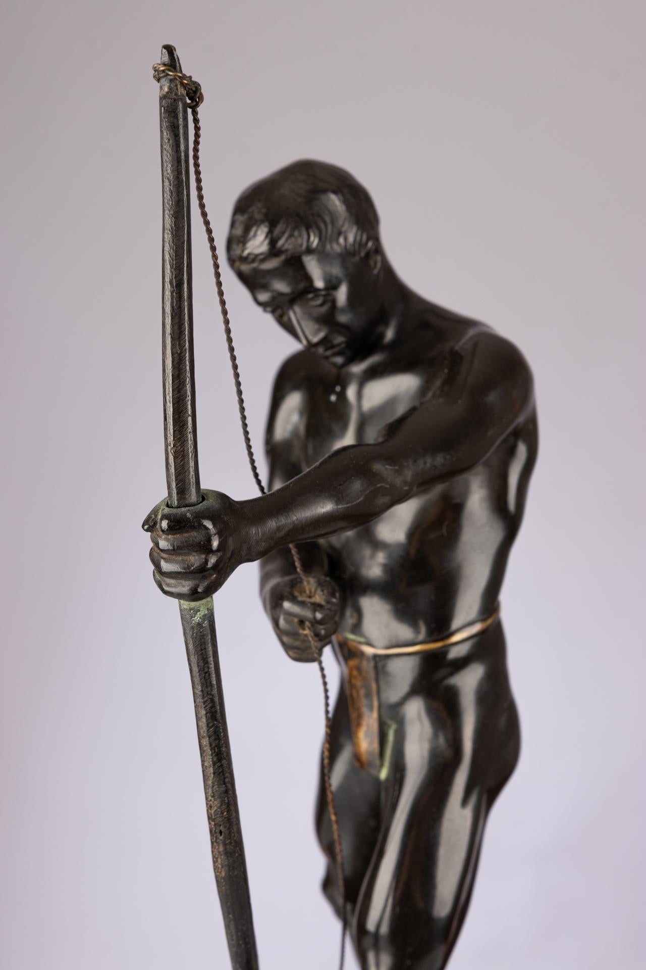 Julius Paul Schmidt-Felling - El arquero, escultura de bronce, Alemania, Berlín 1900 en venta 3