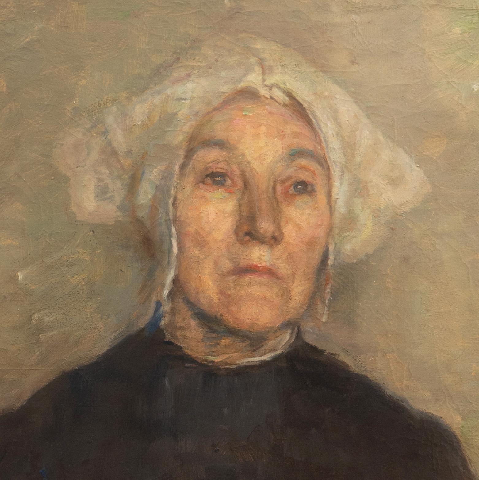 „Breton Woman“, Pariser Salon, Royal Danish Academy, Impressionistisches Ölgemälde, Bretagne (Impressionismus), Painting, von Julius Paulsen