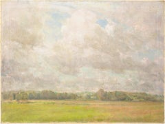 Vintage Julius Paulsen, Big Clouds, Oil Painting