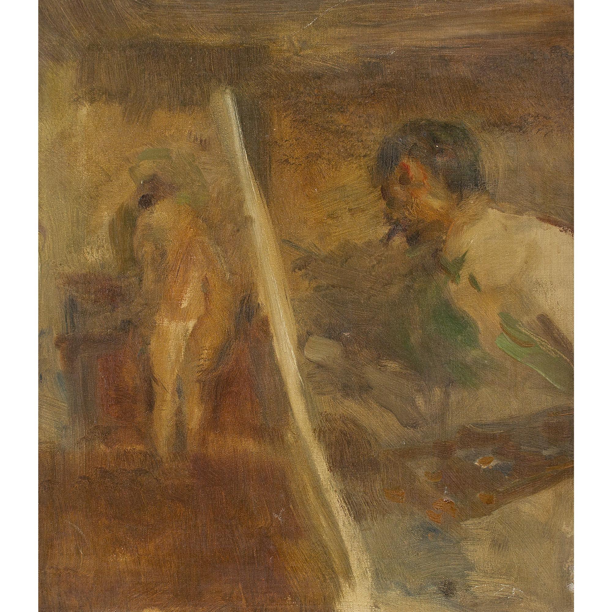 Julius Paulsen, Autoritratto con modella, Pittura a olio 1