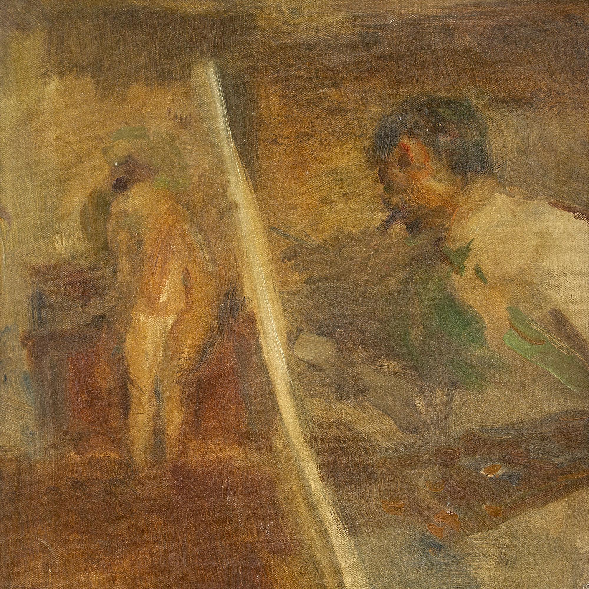 Julius Paulsen, Self-Portrait mit Modell, Ölgemälde 2