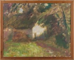 Antique Julius Paulsen, Wooded Landscape With Cottage, Oil Painting