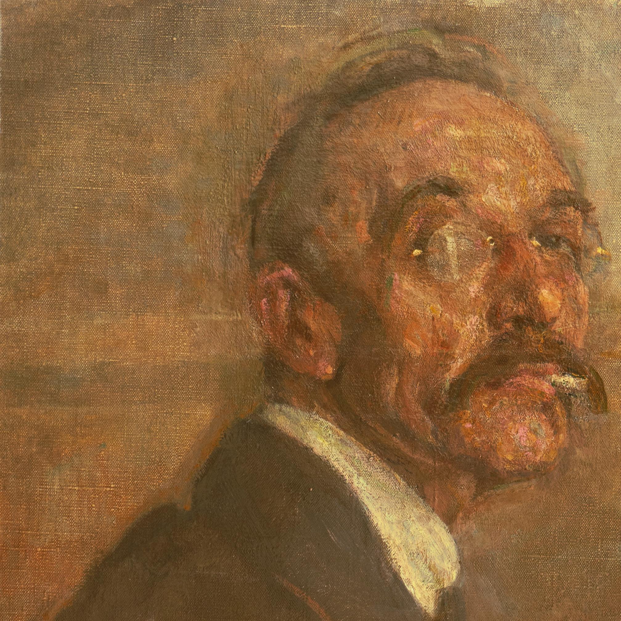 'Self-Portrait', Paris Salon, Royal Danish Academy, Impressionist oil, Benezit - Brown Portrait Painting by Julius Paulsen