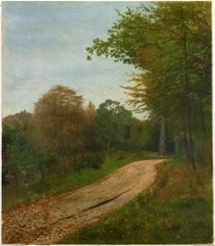 Antique Julius Petersen (1851-1911) - 1904 Oil, Woodland Path