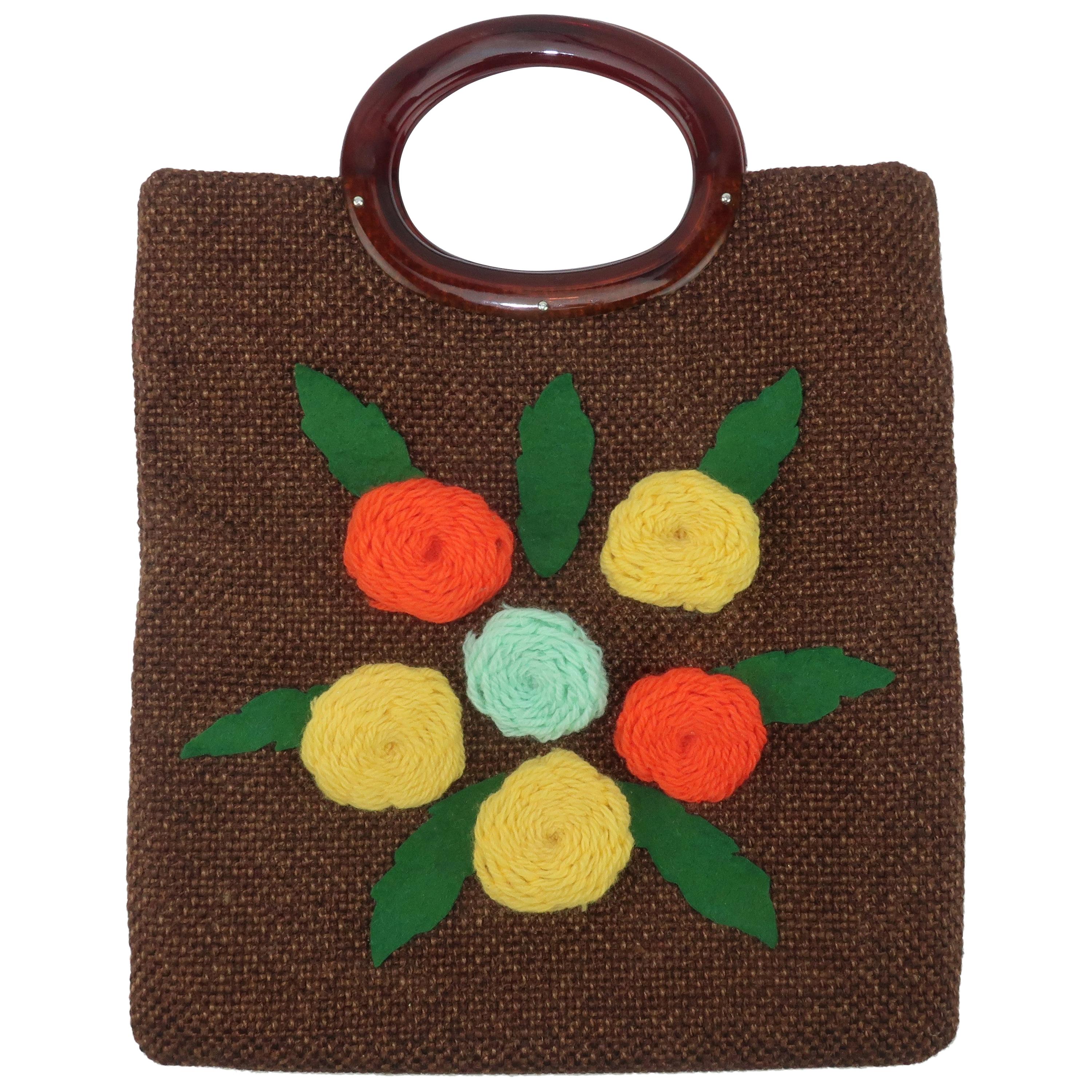 Julius Resnick Floral Tote Style Handbag, 1960’s