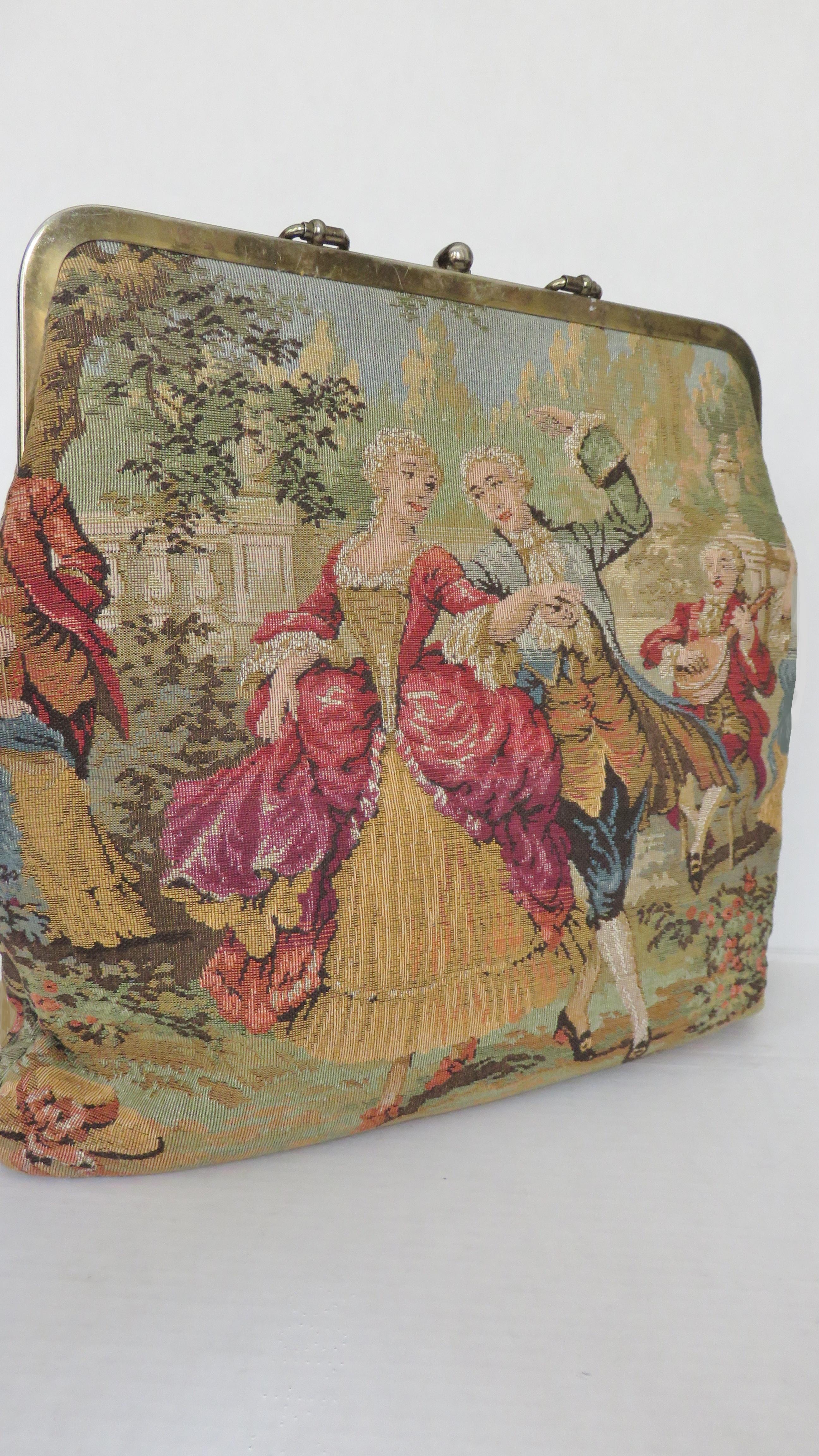 Brown Julius Resnick Large Tapestry Handbag 1950s