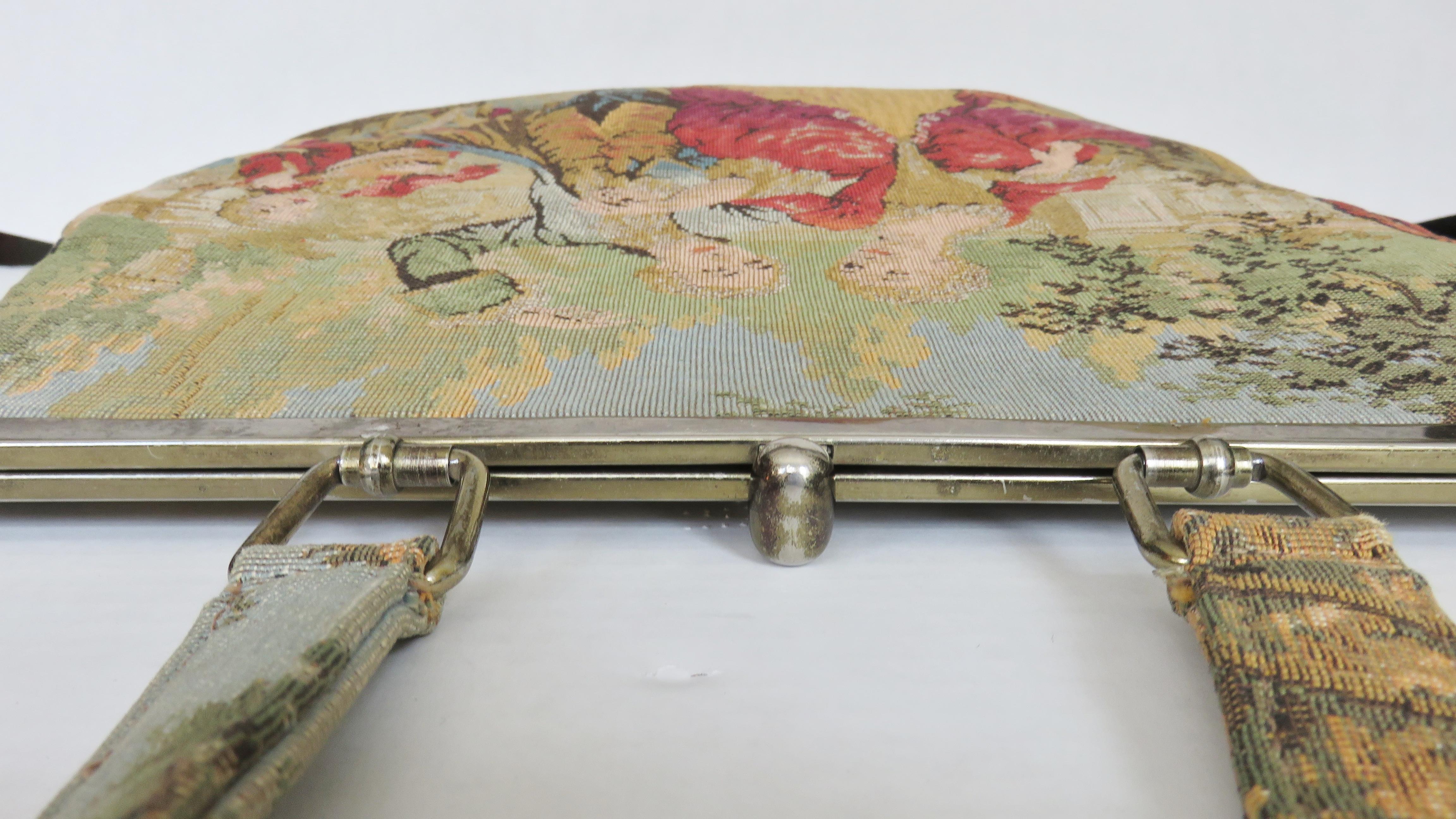 Julius Resnick Large Tapestry Handbag 1950s In Good Condition In Water Mill, NY