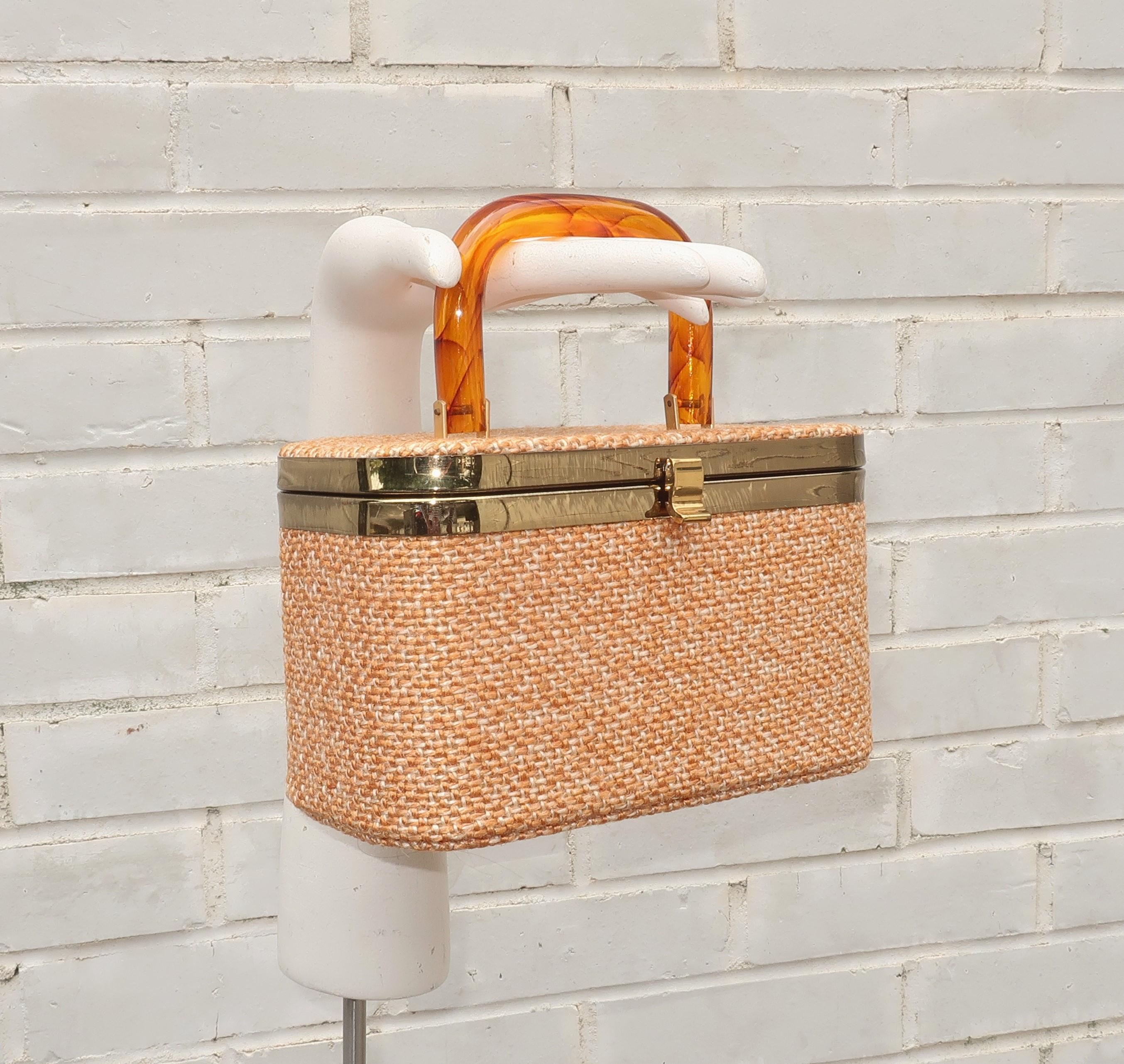 Julius Resnick Tweed Box Handbag, 1960's 5