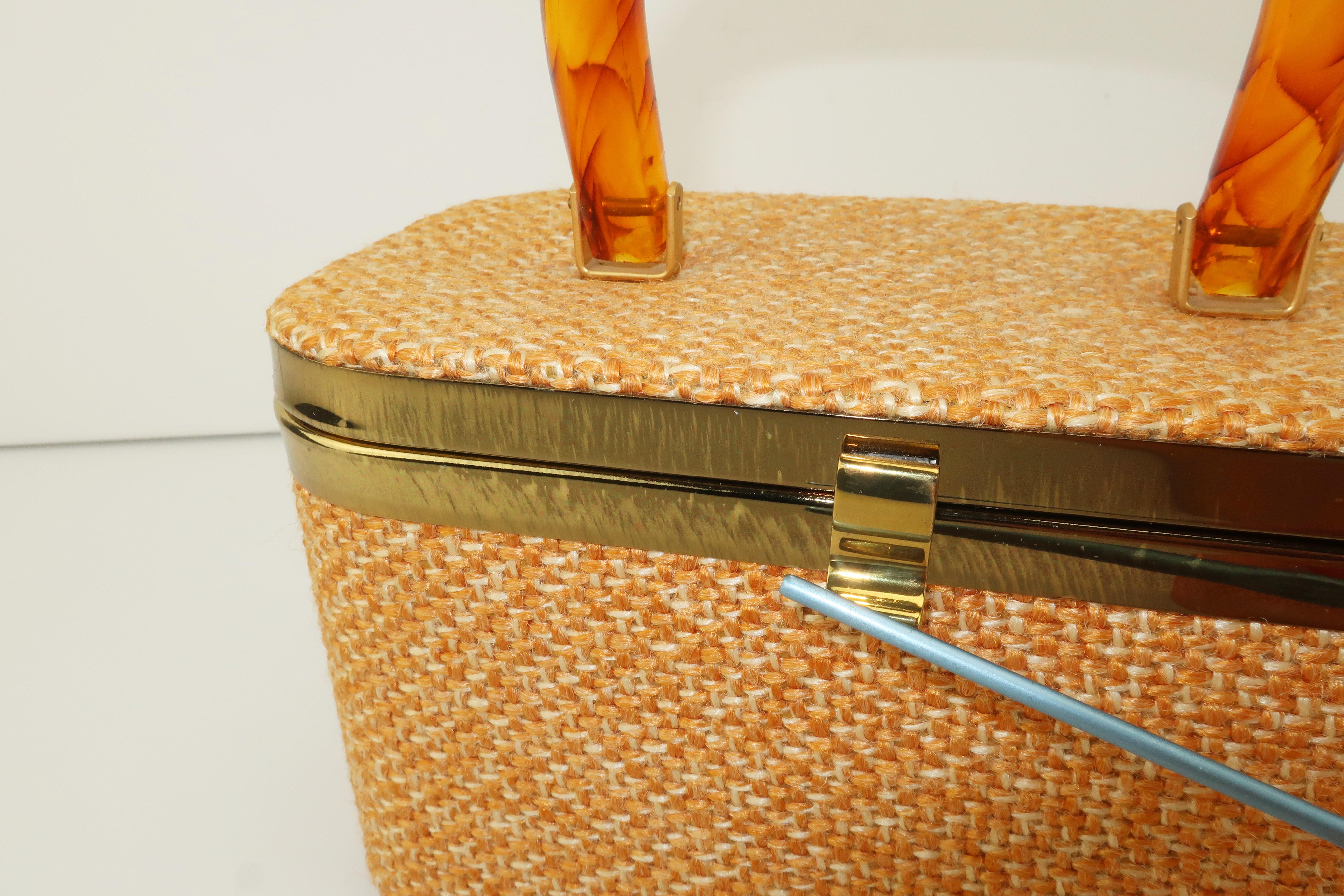Julius Resnick Tweed Box Handbag, 1960's 6