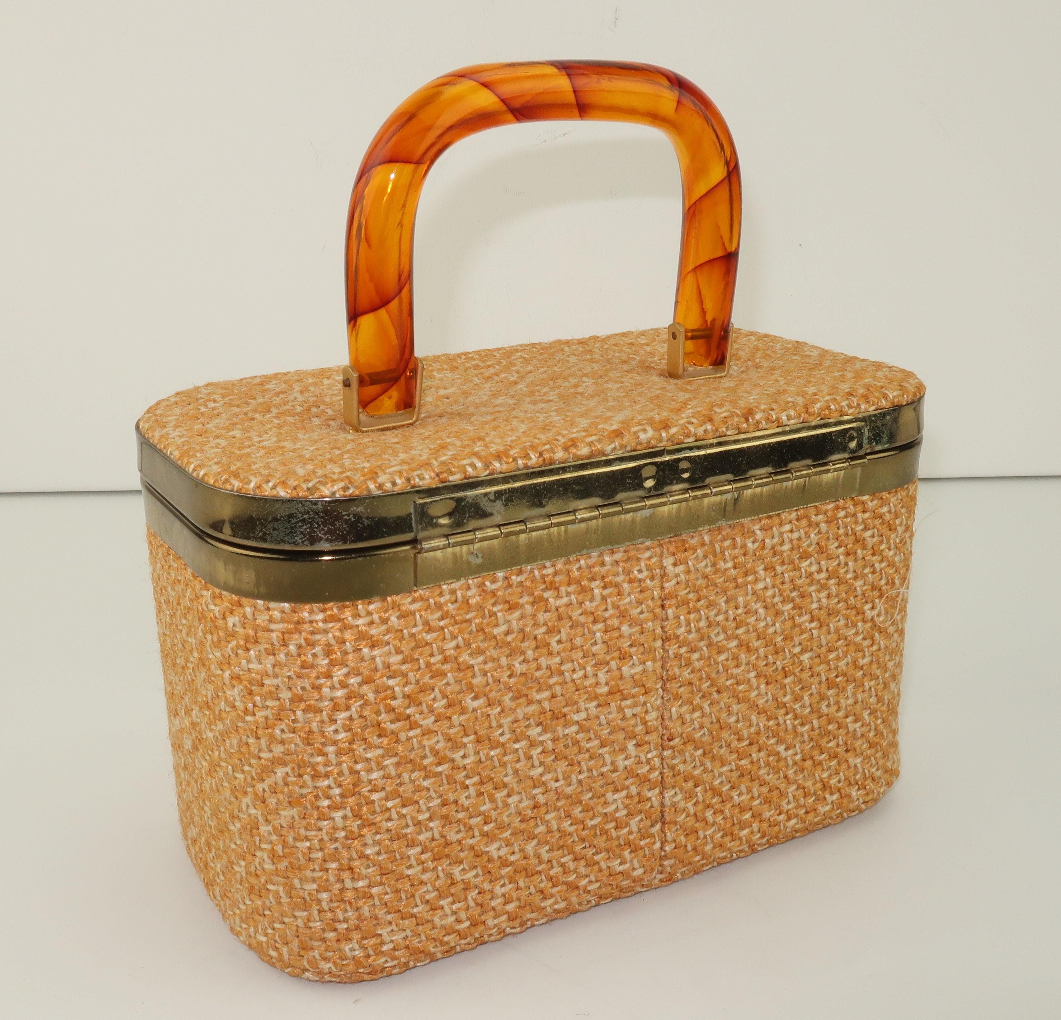 Julius Resnick Tweed Box Handbag, 1960's In Good Condition In Atlanta, GA