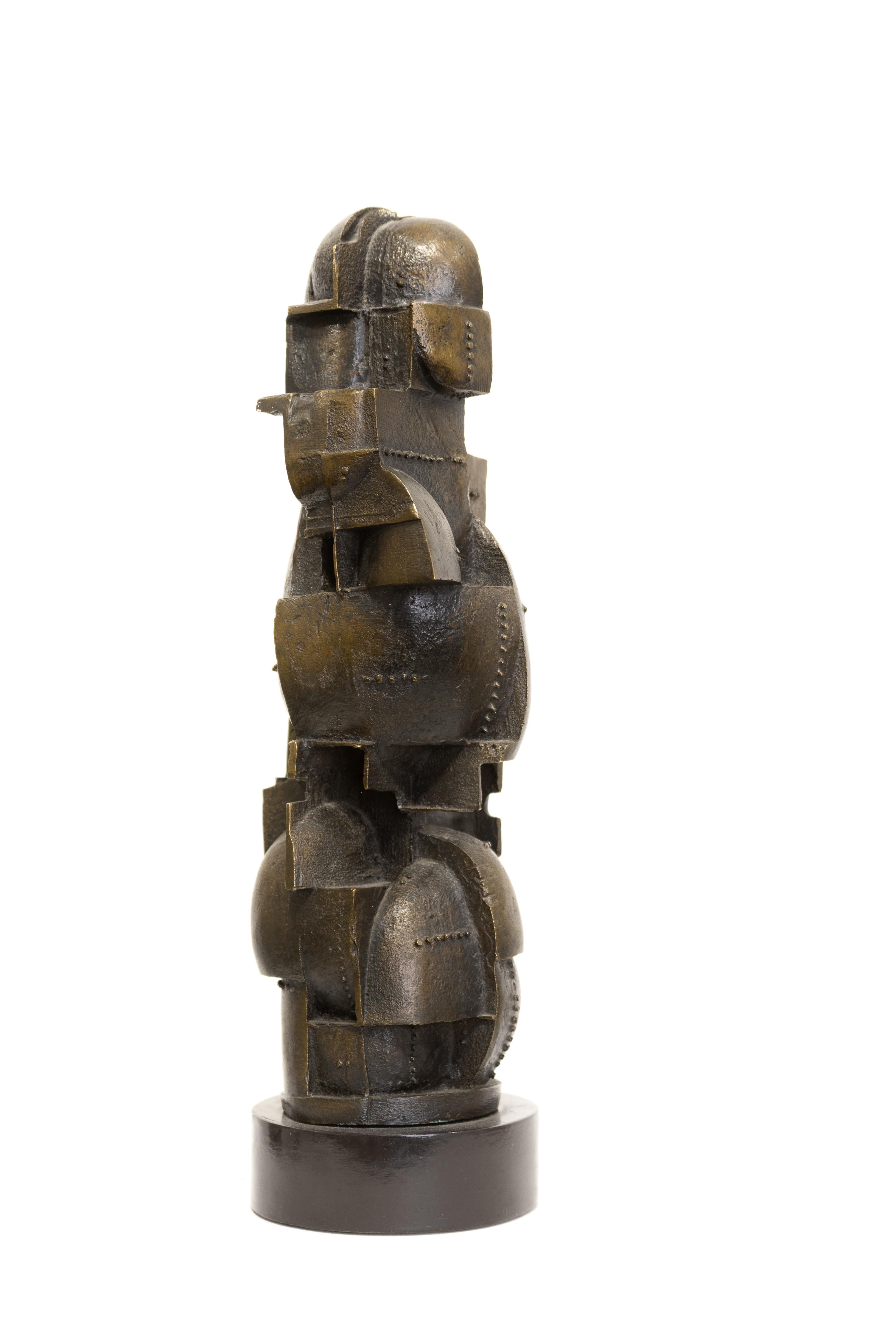 Abstrakte Skulptur „Geometrie“ aus Eisenguss von Julius Schmidt, signiert