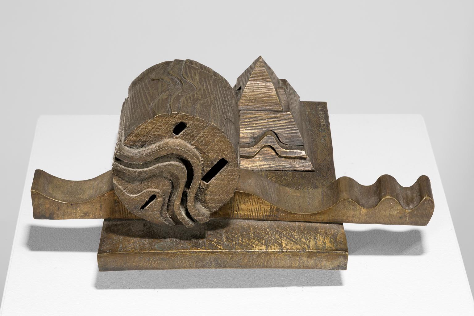 Julius Schmidt  Sculpture Cast Iron Bronze Geometric For Sale 4