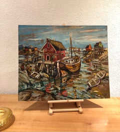 Casa al Mare: Early 20th Century Expressionist Oil on Cardboard