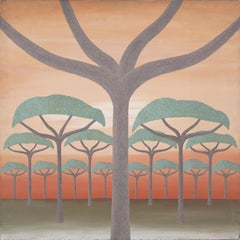 Signed Moodscape Framed American Modernist Abstract Landscape Original Painting