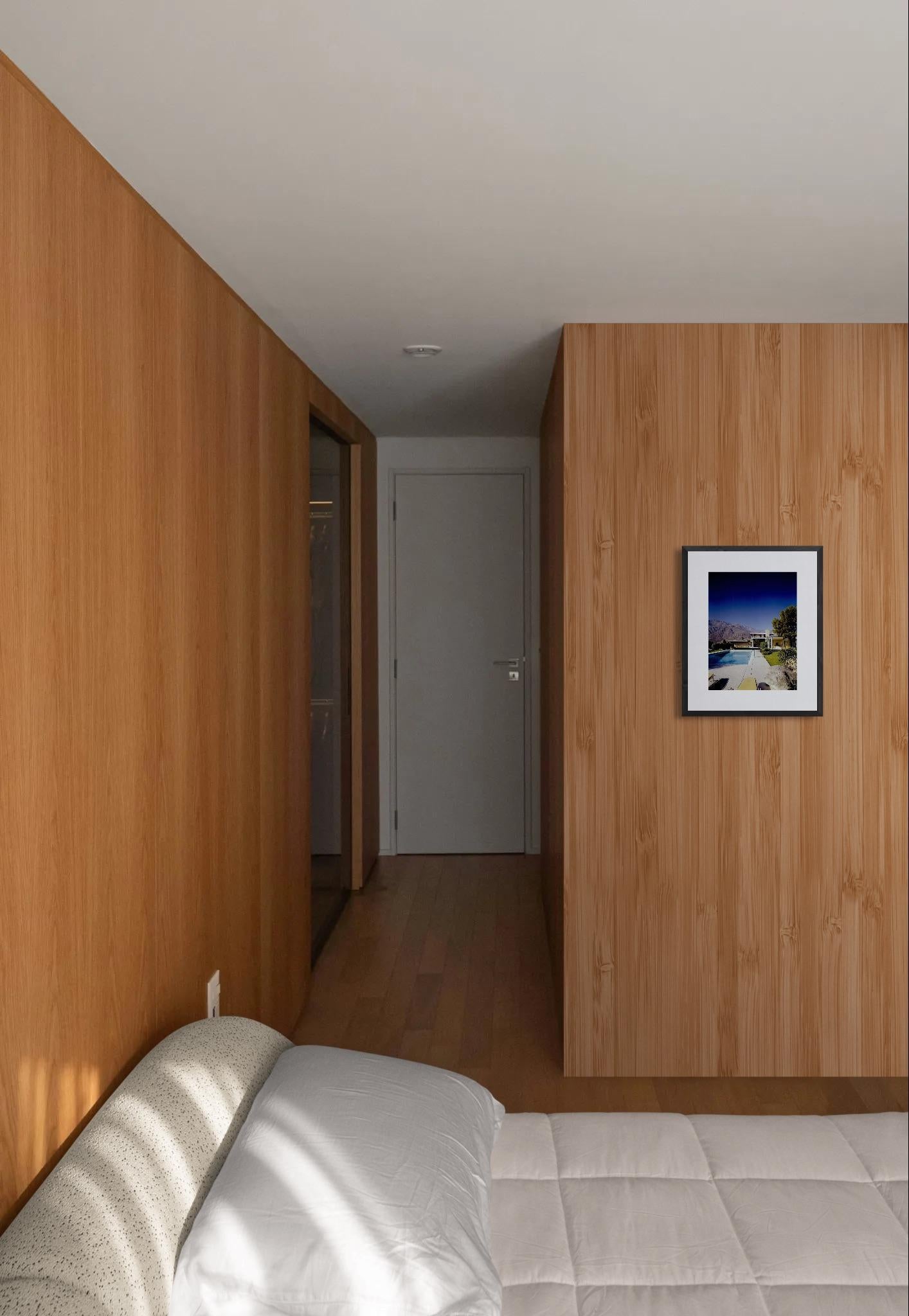 The Kaufmann Desert House, 1947 (Palm Springs, Ca. Richard Neutra) - Purple Landscape Photograph by Julius Shulman